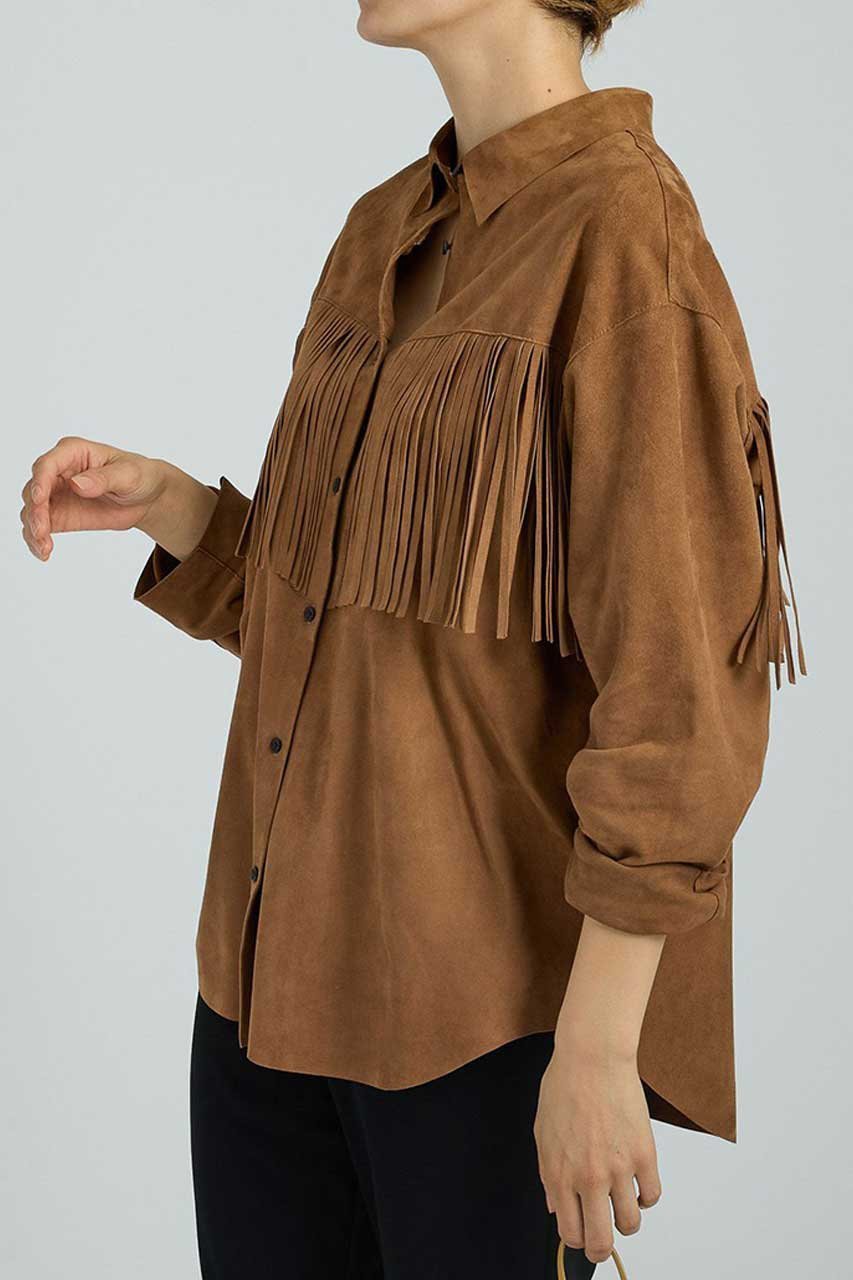【ブリル/BRILL】のレザーフリンジシャツ 人気、トレンドファッション・服の通販 founy(ファニー) ファッション Fashion レディースファッション Fashion for Women トップス・カットソー Cut & Sew Tops シャツ・ブラウス・オフィスカジュアル Elegant Blouses & Button-Ups スリーブ Sleeve, Long Sleeve / Short Sleeve フリンジ Fringe, Tassel ロング Long, Long-Length 再入荷 Restock / Back in Stock other-2|ID: prp329100004831954 ipo3291000000035183365
