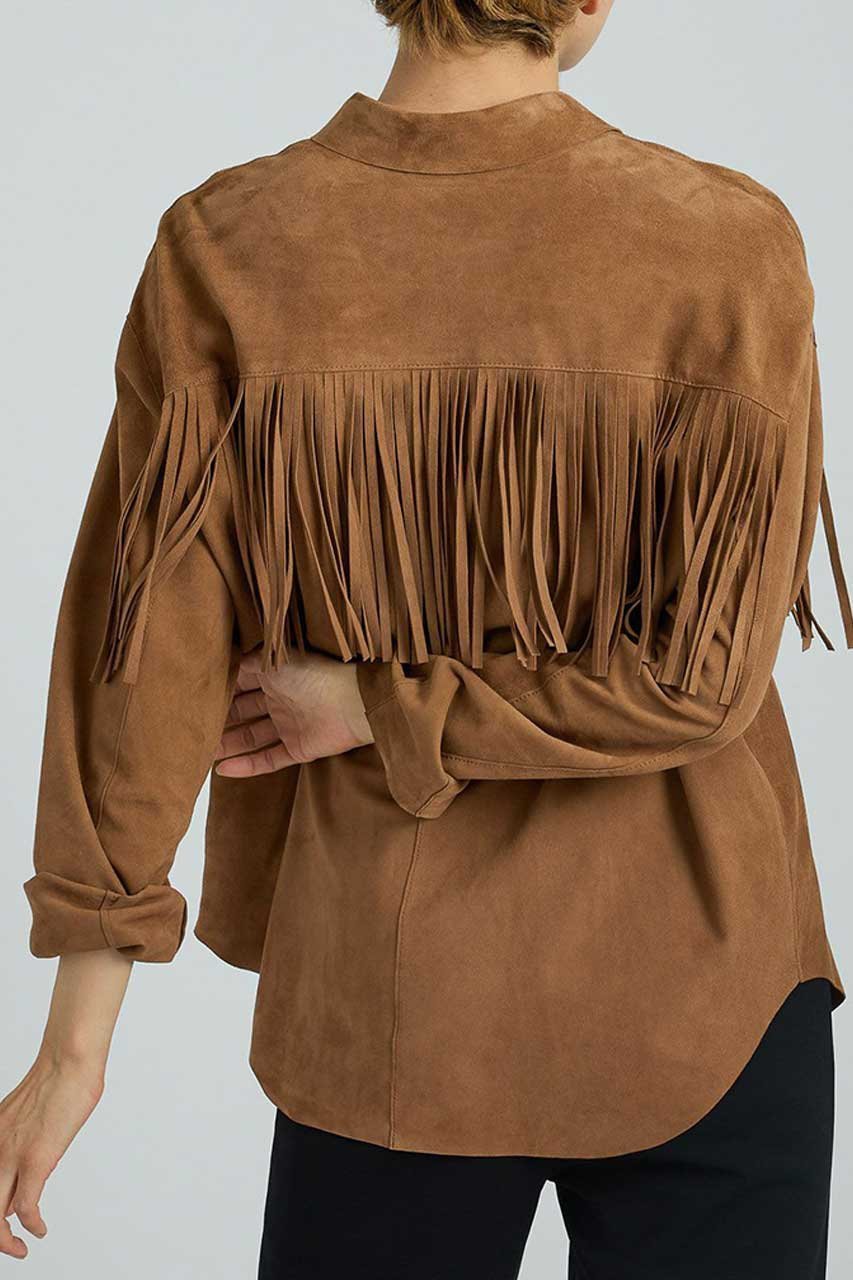 【ブリル/BRILL】のレザーフリンジシャツ 人気、トレンドファッション・服の通販 founy(ファニー) ファッション Fashion レディースファッション Fashion for Women トップス・カットソー Cut & Sew Tops シャツ・ブラウス・オフィスカジュアル Elegant Blouses & Button-Ups スリーブ Sleeve, Long Sleeve / Short Sleeve フリンジ Fringe, Tassel ロング Long, Long-Length 再入荷 Restock / Back in Stock other-3|ID: prp329100004831954 ipo3291000000035183366