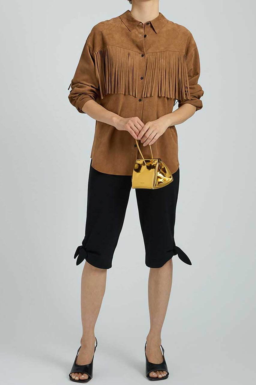 【ブリル/BRILL】のレザーフリンジシャツ 人気、トレンドファッション・服の通販 founy(ファニー) 　ファッション　Fashion　レディースファッション　Fashion for Women　トップス・カットソー　Cut & Sew Tops　シャツ・ブラウス・オフィスカジュアル　Elegant Blouses & Button-Ups　スリーブ　Sleeve, Long Sleeve / Short Sleeve　フリンジ　Fringe, Tassel　ロング　Long, Long-Length　other-4|ID: prp329100004831954 ipo3291000000036161998