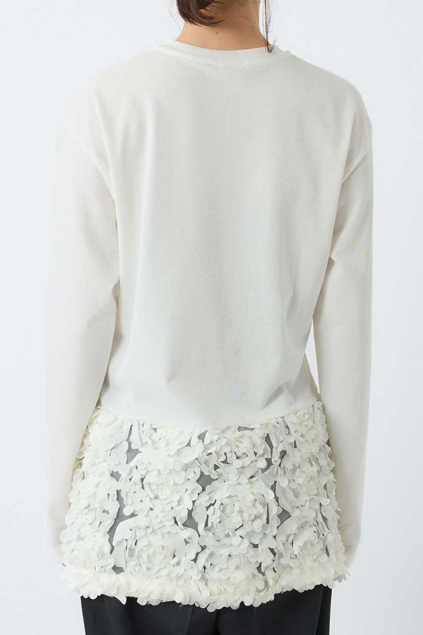 【ブリル/BRILL】のフラワーヘムプルオーバー 人気、トレンドファッション・服の通販 founy(ファニー) 　ファッション　Fashion　レディースファッション　Fashion for Women　トップス・カットソー　Cut & Sew Tops　シャツ・ブラウス・オフィスカジュアル　Elegant Blouses & Button-Ups　ロングTシャツ・Tシャツ　Longline T-Shirts & Tees　カジュアルプルオーバー・ニットトップス　Pullovers & Knit Tops / Casual Pullovers　カットソー・ベーシックTシャツ　Cut-and-Sewn Tops / Stretch Tees & Basics　コンビ　Combo, Combination Style　ジャケット　Jacket, Outerwear　スリーブ　Sleeve, Long Sleeve / Short Sleeve　チュール　Tulip, Tulip Motif　ツイル　Twist, Twisted Detail　ロング　Long, Long-Length　other-6|ID: prp329100004831957 ipo3291000000036162030