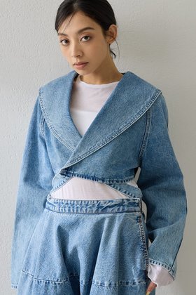 【ウィムガゼット/Whim Gazette】 バックリボンデニムジャケット人気、トレンドファッション・服の通販 founy(ファニー) ファッション Fashion レディースファッション Fashion for Women アウター Coat / Outerwear Collection レディースジャケット・軽アウター Jackets デニムジャケット / カジュアルアウター Denim Jackets 春 Spring コンパクト Compact, Small Size ジャケット Jacket, Outerwear デニム Denim, Jeans Material バランス Balance, Style Balance リボン Ribbon, Bow ループ Loop, Loop Knit S/S・春夏 SS, Spring/Summer, Warm Season 夏 Summer 2026年 2026 |ID:prp329100004831977