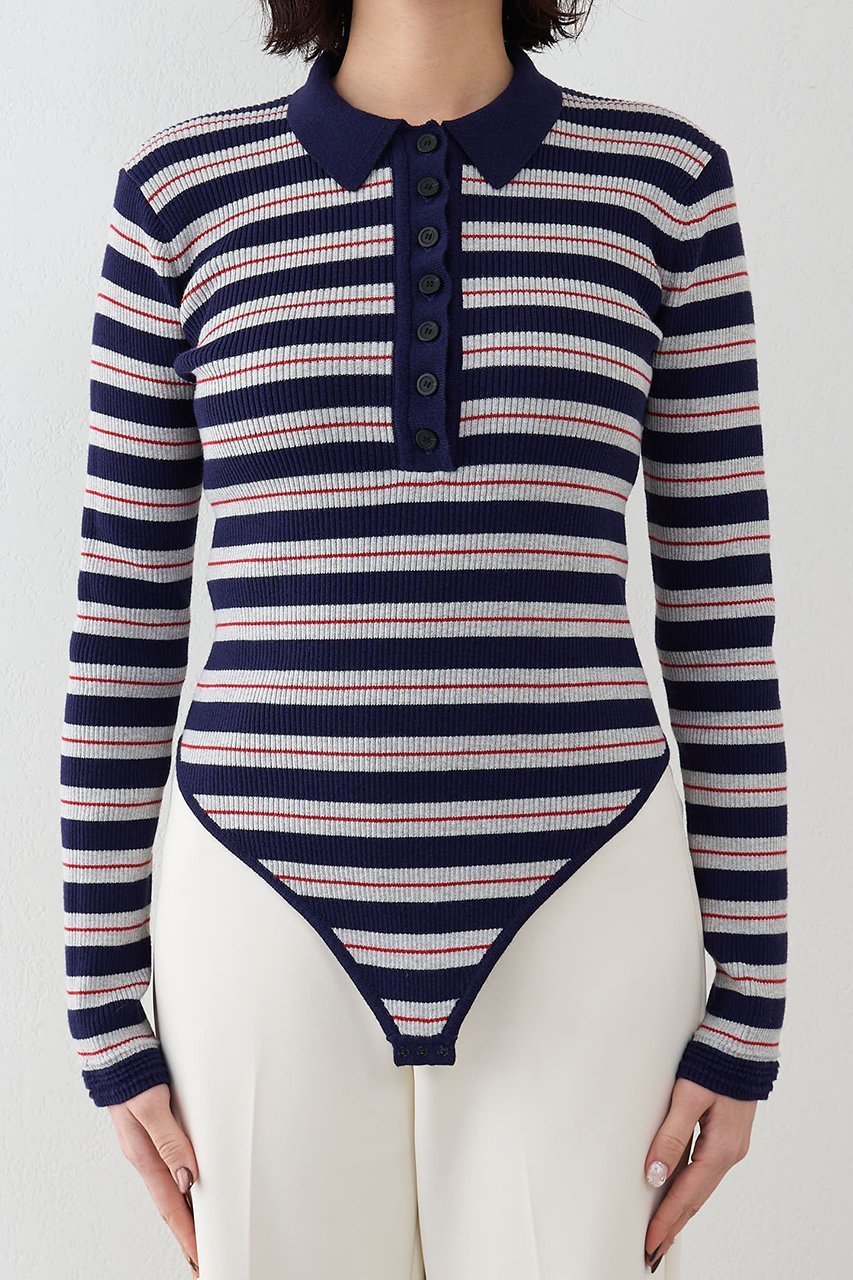 【ウィムガゼット/Whim Gazette】のニットポロボディスーツ 人気、トレンドファッション・服の通販 founy(ファニー) 　ファッション　Fashion　レディースファッション　Fashion for Women　トップス・カットソー　Cut & Sew Tops　ニット　Knit Tops & Sweaters　カジュアルプルオーバー・ニットトップス　Pullovers & Knit Tops / Casual Pullovers　春　Spring　ヌーディ　Nude, Nude Tone　フィット　Fit, Slim Fit　ベーシック　Basic, Essential　ボトム　Bottoms, Lower Wear　リブニット　Rib Knit, Ribbed Knit　S/S・春夏　SS, Spring/Summer, Warm Season　おすすめ　Recommended / Our Picks　夏　Summer　エレガント 上品　Elegant　2026年　2026　other-6|ID: prp329100004831983 ipo3291000000036162176