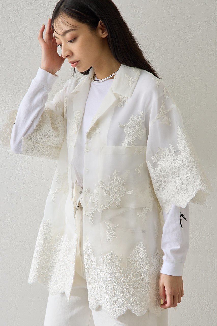 【ウィムガゼット/Whim Gazette】のオーガンジーレースシャツ 人気、トレンドファッション・服の通販 founy(ファニー) 　ファッション　Fashion　レディースファッション　Fashion for Women　トップス・カットソー　Cut & Sew Tops　シャツ・ブラウス・オフィスカジュアル　Elegant Blouses & Button-Ups　2026年　2026　おすすめ　Recommended / Our Picks　オーガンジー　Organza Fabric　シアー　Sheer, See-Through　ショート　Short, Short Length　スリーブ　Sleeve, Long Sleeve / Short Sleeve　バランス　Balance, Style Balance　リアル　Real, Realistic　レース　Lace, Lace Fabric　別注　Limited Edition, Custom Order　半袖　Short Sleeve, Half Sleeve　夏　Summer　春　Spring　S/S・春夏　SS, Spring/Summer, Warm Season　other-2|ID: prp329100004831985 ipo3291000000035849796