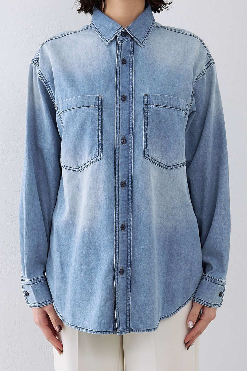 【ウィムガゼット/Whim Gazette】のライトオンスデニムシャツ 人気、トレンドファッション・服の通販 founy(ファニー) 　ファッション　Fashion　レディースファッション　Fashion for Women　トップス・カットソー　Cut & Sew Tops　シャツ・ブラウス・オフィスカジュアル　Elegant Blouses & Button-Ups　春　Spring　ケミカル　Chemical, Chemical Wash　スリーブ　Sleeve, Long Sleeve / Short Sleeve　デニム　Denim, Jeans Material　パウダー　Powder, Soft Tone　ブリーチ　Bleach, Washed Finish　ユーズド　Used, Vintage-Look　ロング　Long, Long-Length　S/S・春夏　SS, Spring/Summer, Warm Season　おすすめ　Recommended / Our Picks　夏　Summer　2026年　2026　other-6|ID: prp329100004831986 ipo3291000000036162192