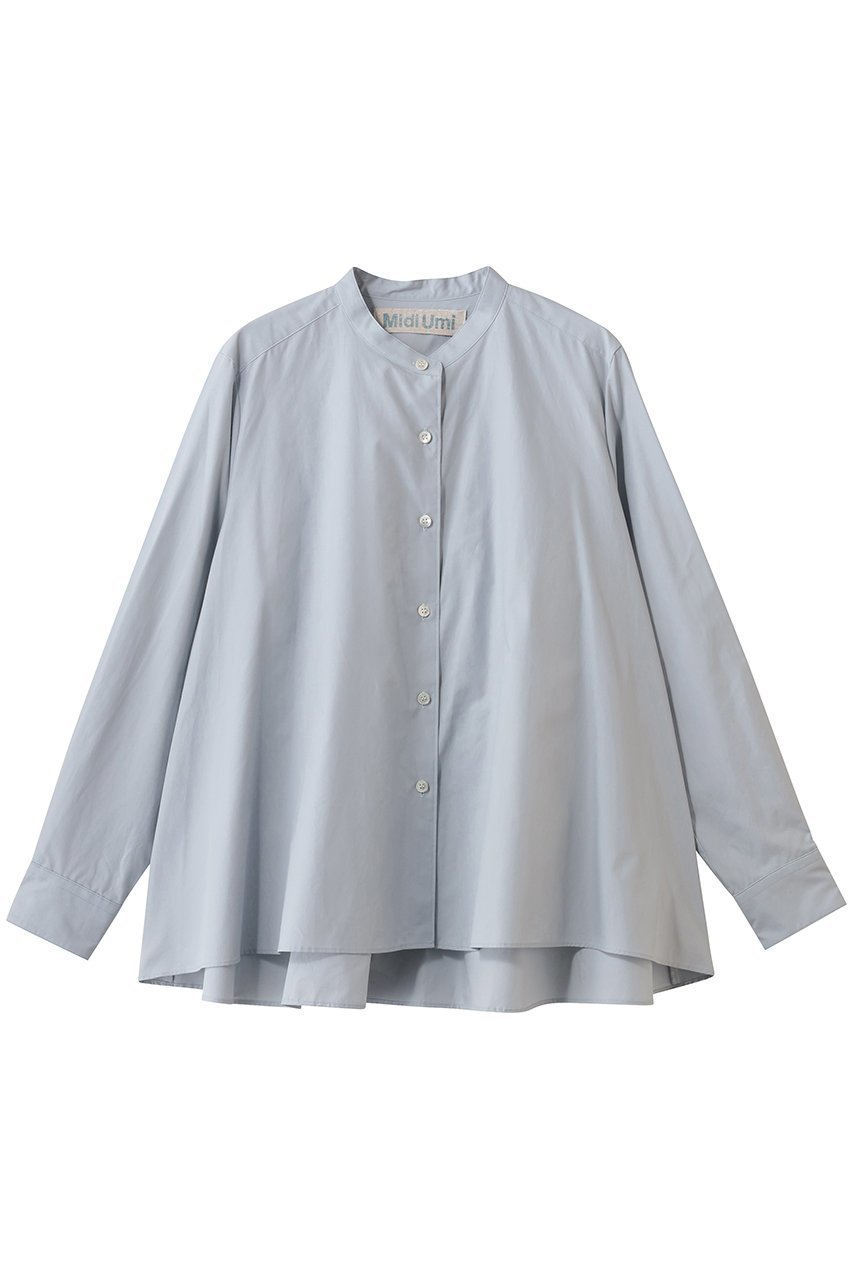 【ミディウミ/MidiUmi】のA line band collar shirt シャツ インテリア・キッズ・メンズ・レディースファッション・服の通販 founy(ファニー) 　ファッション　Fashion　レディースファッション　Fashion for Women　トップス・カットソー　Cut & Sew Tops　シャツ・ブラウス・オフィスカジュアル　Elegant Blouses & Button-Ups　2026年　2026　スリーブ　Sleeve, Long Sleeve / Short Sleeve　フェミニン　Feminine, Girly　ロング　Long, Long-Length　夏　Summer　定番　Standard, Basic Item　春　Spring　S/S・春夏　SS, Spring/Summer, Warm Season　l.blue|ID: prp329100004833729 ipo3291000000035201594