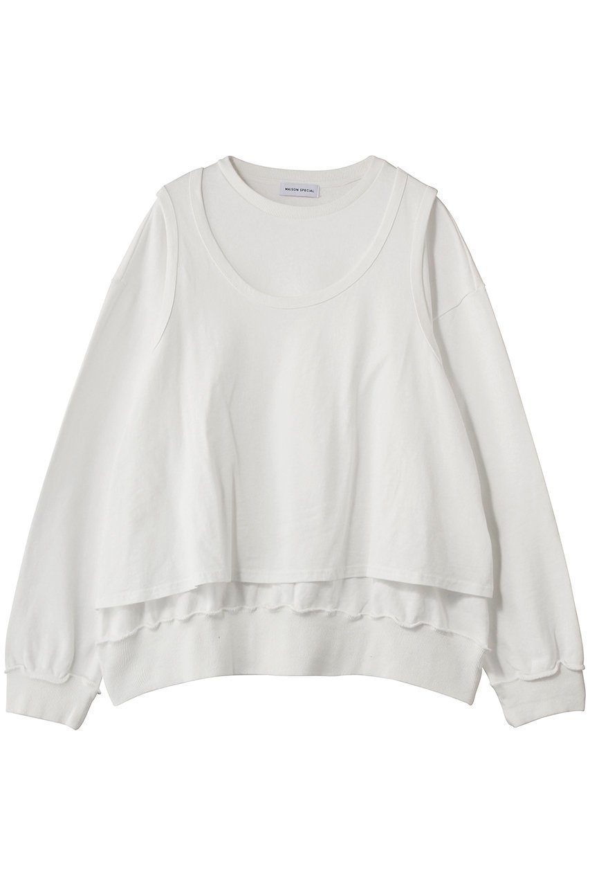 【メゾンスペシャル/MAISON SPECIAL】のLayered Jersey Sweat Top/レイヤード天竺スウェットトップ インテリア・キッズ・メンズ・レディースファッション・服の通販 founy(ファニー) 　ファッション　Fashion　レディースファッション　Fashion for Women　トップス・カットソー　Cut & Sew Tops　シャツ・ブラウス・オフィスカジュアル　Elegant Blouses & Button-Ups　レディースパーカー・カジュアルフーディー　Casual Hoodies & Sweatshirts　ロングTシャツ・Tシャツ　Longline T-Shirts & Tees　スウェット・クルーネックトップス　Sweatshirts & Crewnecks / Relaxed Fit Sweat Tops　カットソー・ベーシックTシャツ　Cut-and-Sewn Tops / Stretch Tees & Basics　2026年　2026　ボトム　Bottoms, Lower Wear　夏　Summer　春　Spring　S/S・春夏　SS, Spring/Summer, Warm Season　WHT(ホワイト)|ID: prp329100004834328 ipo3291000000035211332