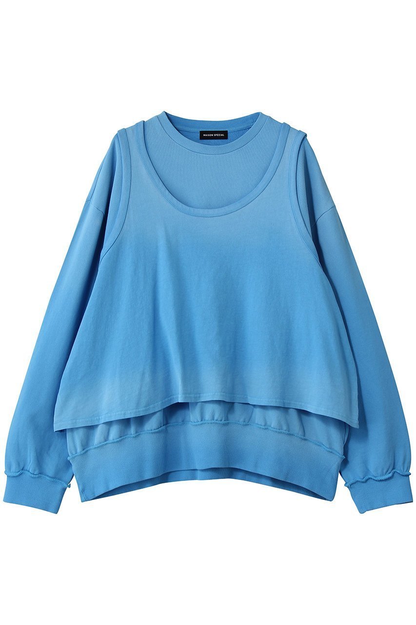 【メゾンスペシャル/MAISON SPECIAL】のLayered Jersey Sweat Top/レイヤード天竺スウェットトップ インテリア・キッズ・メンズ・レディースファッション・服の通販 founy(ファニー) 　ファッション　Fashion　レディースファッション　Fashion for Women　トップス・カットソー　Cut & Sew Tops　シャツ・ブラウス・オフィスカジュアル　Elegant Blouses & Button-Ups　レディースパーカー・カジュアルフーディー　Casual Hoodies & Sweatshirts　ロングTシャツ・Tシャツ　Longline T-Shirts & Tees　スウェット・クルーネックトップス　Sweatshirts & Crewnecks / Relaxed Fit Sweat Tops　カットソー・ベーシックTシャツ　Cut-and-Sewn Tops / Stretch Tees & Basics　2026年　2026　ボトム　Bottoms, Lower Wear　夏　Summer　春　Spring　S/S・春夏　SS, Spring/Summer, Warm Season　BLU(ブルー)|ID: prp329100004834328 ipo3291000000035211333