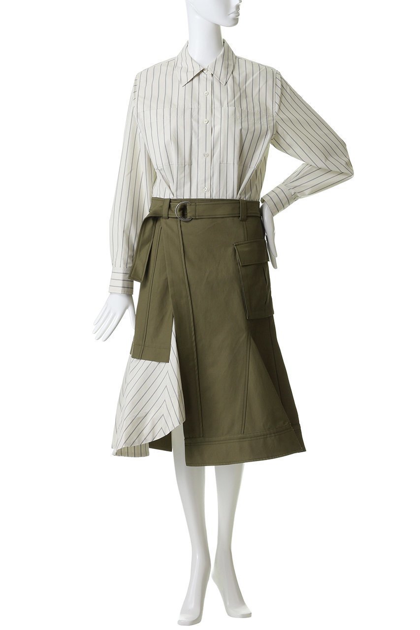 【スリーワン フィリップリム/3.1 Phillip Lim】のロングスリーブ コンボ シャツドレス with フリルスカート 人気、トレンドファッション・服の通販 founy(ファニー) 　ファッション　Fashion　レディースファッション　Fashion for Women　スカート　Skirts　ワンピース　Dresses　2026年　2026　なめらか　Smooth, Silky Texture　クラシック　Classic, Timeless Style　ストライプ　Stripe, Striped Pattern　スリーブ　Sleeve, Long Sleeve / Short Sleeve　チュニック　Tunic, Long Top　ドレス　Dress, One-Piece　フリル　Frill, Ruffle　ミックス　Mix, Mixed Style　モダン　Modern, Contemporary　ラップ　Wrap, Wrap Design　ロング　Long, Long-Length　夏　Summer　春　Spring　S/S・春夏　SS, Spring/Summer, Warm Season　other-2|ID: prp329100004834341 ipo3291000000036230688