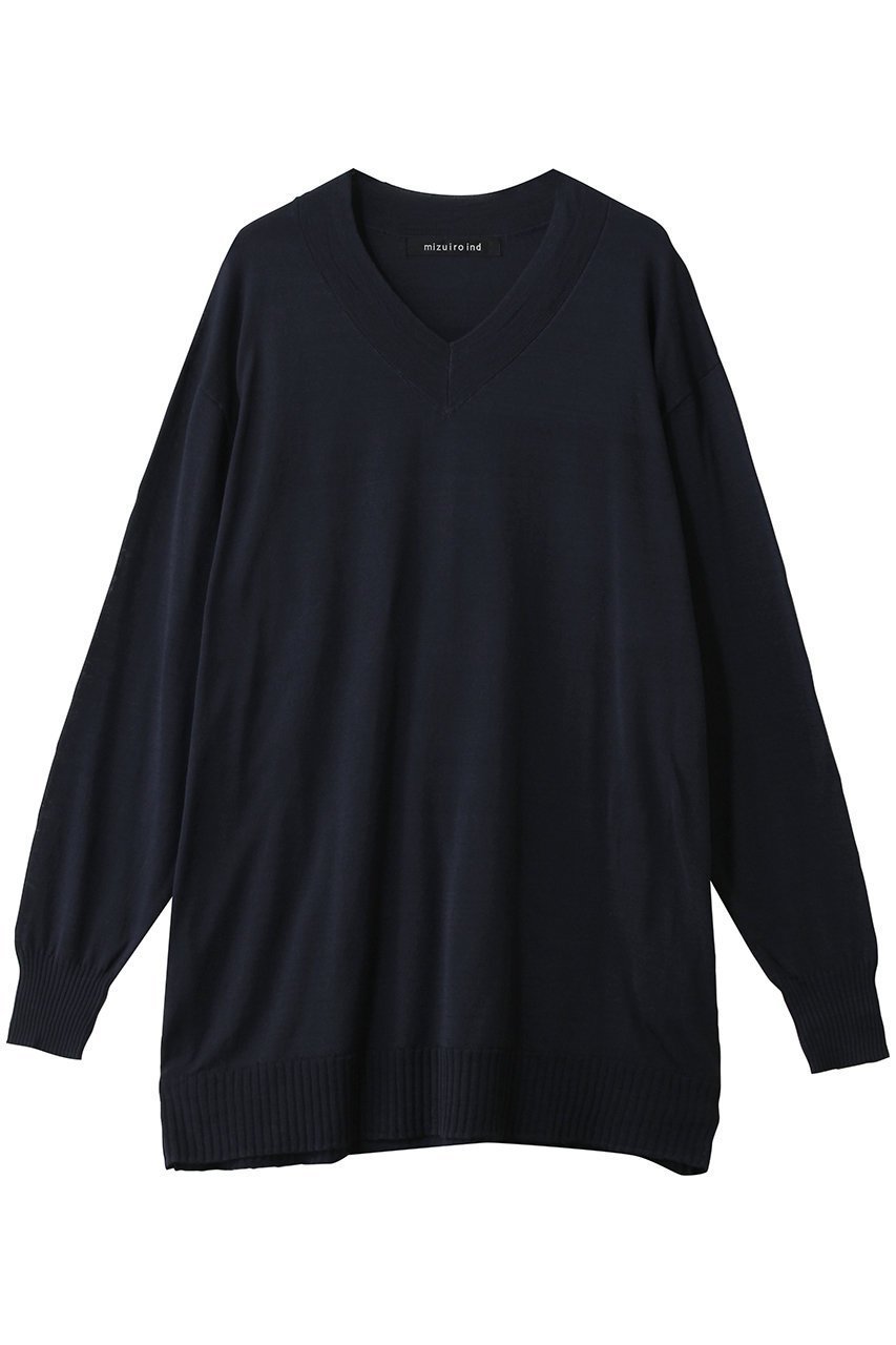 【ミズイロ インド/mizuiro ind】のV neck wide P/O プルオーバー インテリア・キッズ・メンズ・レディースファッション・服の通販 founy(ファニー) 　ファッション　Fashion　レディースファッション　Fashion for Women　トップス・カットソー　Cut & Sew Tops　ニット　Knit Tops & Sweaters　カジュアルプルオーバー・ニットトップス　Pullovers & Knit Tops / Casual Pullovers　2026年　2026　なめらか　Smooth, Silky Texture　ドレープ　Drape, Draping Fabric　バランス　Balance, Style Balance　エレガント 上品　Elegant　夏　Summer　定番　Standard, Basic Item　春　Spring　S/S・春夏　SS, Spring/Summer, Warm Season　navy|ID: prp329100004834347 ipo3291000000035211487