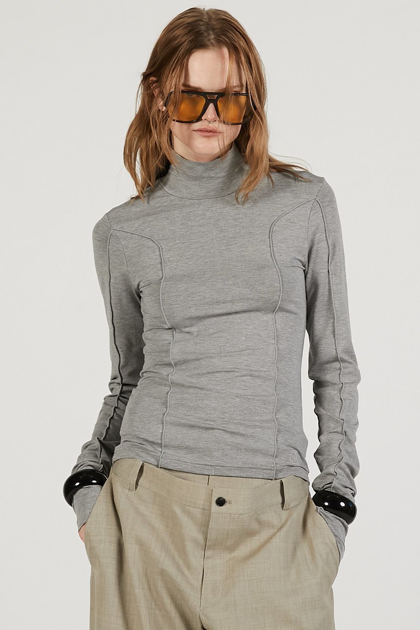 【プランク プロジェクト/PRANK PROJECT】のハイネックラインスキントップ インテリア・キッズ・メンズ・レディースファッション・服の通販 founy(ファニー) 　ファッション　Fashion　レディースファッション　Fashion for Women　トップス・カットソー　Cut & Sew Tops　シャツ・ブラウス・オフィスカジュアル　Elegant Blouses & Button-Ups　ロングTシャツ・Tシャツ　Longline T-Shirts & Tees　カットソー・ベーシックTシャツ　Cut-and-Sewn Tops / Stretch Tees & Basics　2026年　2026　インナー　Innerwear　スリーブ　Sleeve, Long Sleeve / Short Sleeve　ハイネック　High Neck, Mock Neck　ロング　Long, Long-Length　切替　Switching, Contrast Panel　夏　Summer　春　Spring　S/S・春夏　SS, Spring/Summer, Warm Season　GRY(グレー)|ID: prp329100004834450 ipo3291000000035212388