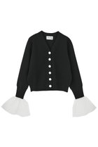 【マルティニーク/martinique】の【l heritage martinique】ミラノリブVネックフレアスリーブカーディガン ブラック×ホワイト|ID: prp329100004835295 ipo3291000000036245070