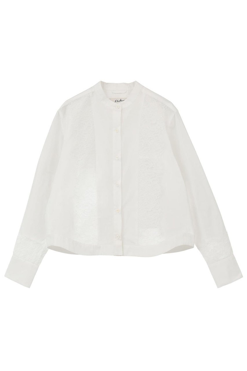 【マルティニーク/martinique】の【l heritage martinique】マイクロイタリアンタフタレースシャツ インテリア・キッズ・メンズ・レディースファッション・服の通販 founy(ファニー) 　ファッション　Fashion　レディースファッション　Fashion for Women　トップス・カットソー　Cut & Sew Tops　シャツ・ブラウス・オフィスカジュアル　Elegant Blouses & Button-Ups　おすすめ　Recommended / Our Picks　イタリア　Italy　ギャザー　Gathered, Ruffled　コンパクト　Compact, Small Size　ジャケット　Jacket, Outerwear　スリーブ　Sleeve, Long Sleeve / Short Sleeve　タフタ　Taffeta, Structured Fabric　バランス　Balance, Style Balance　フェミニン　Feminine, Girly　フォルム　Silhouette, Form　フロント　Front, Front Design　メンズ　Men's, Menswear　モダン　Modern, Contemporary　レース　Lace, Lace Fabric　ロング　Long, Long-Length　エレガント 上品　Elegant　ホワイト|ID: prp329100004835304 ipo3291000000036683089