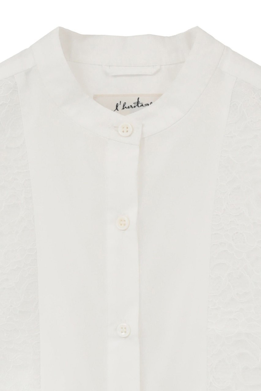 【マルティニーク/martinique】の【l heritage martinique】マイクロイタリアンタフタレースシャツ 人気、トレンドファッション・服の通販 founy(ファニー) 　ファッション　Fashion　レディースファッション　Fashion for Women　トップス・カットソー　Cut & Sew Tops　シャツ・ブラウス・オフィスカジュアル　Elegant Blouses & Button-Ups　おすすめ　Recommended / Our Picks　イタリア　Italy　ギャザー　Gathered, Ruffled　コンパクト　Compact, Small Size　ジャケット　Jacket, Outerwear　スリーブ　Sleeve, Long Sleeve / Short Sleeve　タフタ　Taffeta, Structured Fabric　バランス　Balance, Style Balance　フェミニン　Feminine, Girly　フォルム　Silhouette, Form　フロント　Front, Front Design　メンズ　Men's, Menswear　モダン　Modern, Contemporary　レース　Lace, Lace Fabric　ロング　Long, Long-Length　エレガント 上品　Elegant　other-3|ID: prp329100004835304 ipo3291000000036888613