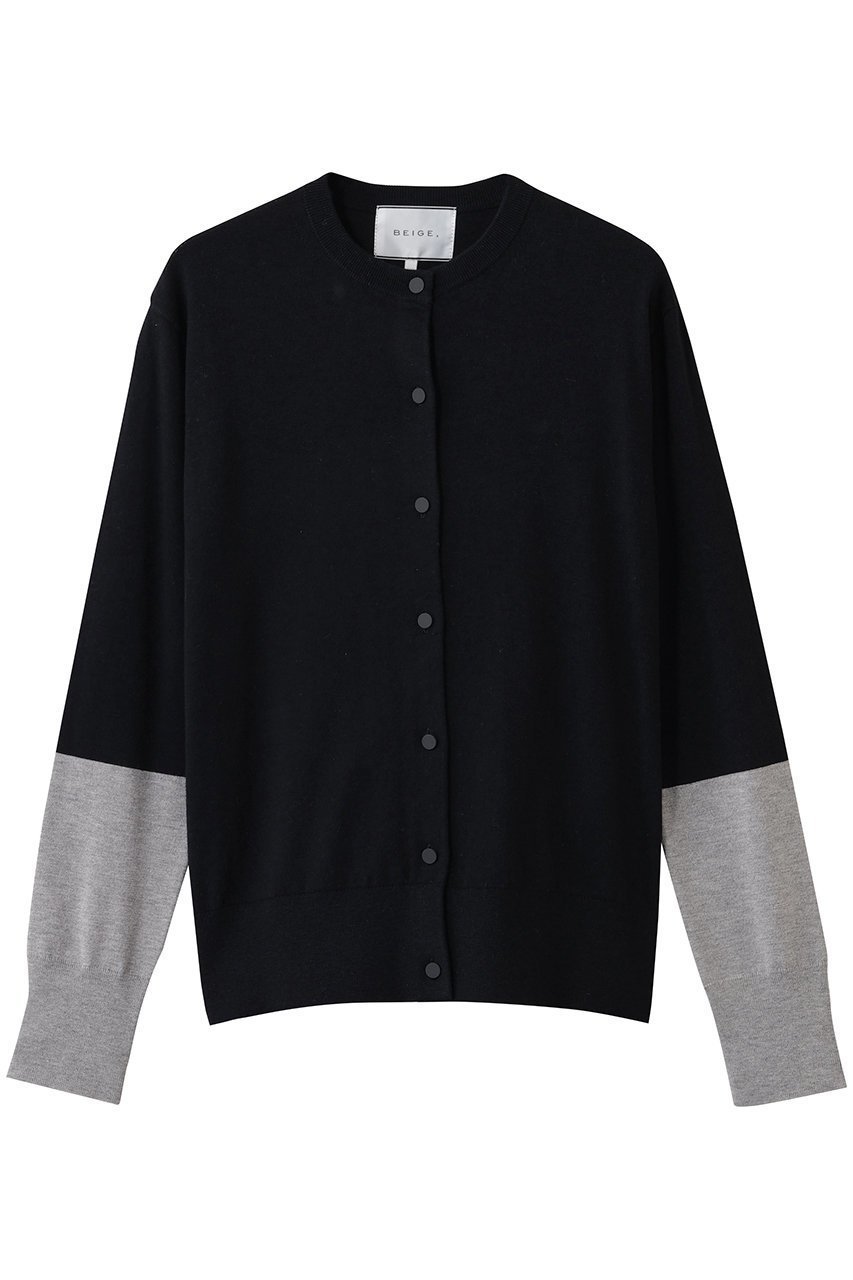 【ベイジ,/BEIGE,】のCHLOR(クロー)/ウールシルク配色クルーネックカーディガン インテリア・キッズ・メンズ・レディースファッション・服の通販 founy(ファニー) 　ファッション　Fashion　レディースファッション　Fashion for Women　トップス・カットソー　Cut & Sew Tops　ニット　Knit Tops & Sweaters　カーディガン・羽織り　Layered Style Cardigans　インナー　Innerwear　カーディガン　Cardigan, Knitwear　シルク　Silk, 100% Silk　定番　Standard, Basic Item　新作・新入荷　New Arrivals / New In　Navy|ID: prp329100004835310 ipo3291000000035220872