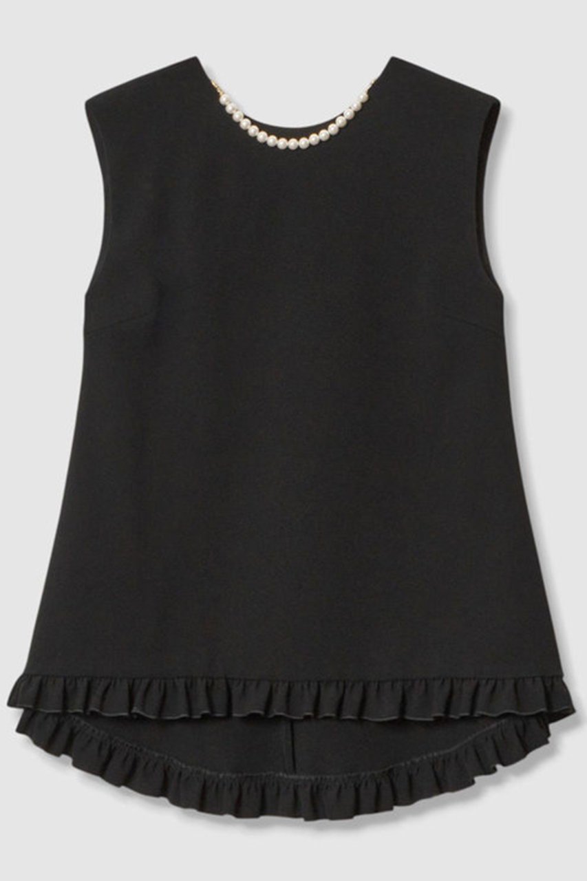 【アルアバイル/allureville】の【LOULOU WILLOUGHBY】パールネックレス付きフリルブラウス インテリア・キッズ・メンズ・レディースファッション・服の通販 founy(ファニー) 　ファッション　Fashion　レディースファッション　Fashion for Women　トップス・カットソー　Cut & Sew Tops　キャミソール&ノースリーブ　Camisoles & Sleeveless Tops　シャツ・ブラウス・オフィスカジュアル　Elegant Blouses & Button-Ups　ジュエリー　Jewelry　ネックレス　Necklaces & Pendants　2026年　2026　アクセサリー　Fashion Accessories　ダブル　Double, Double-Breasted　ネックレス　Necklace, Pendant Necklace　ノースリーブ　Sleeveless, No-Sleeve　パール　Pearl, Pearl Accent　フリル　Frill, Ruffle　フレア　Flare, Flared　夏　Summer　春　Spring　S/S・春夏　SS, Spring/Summer, Warm Season　ブラック|ID: prp329100004835329 ipo3291000000035221031