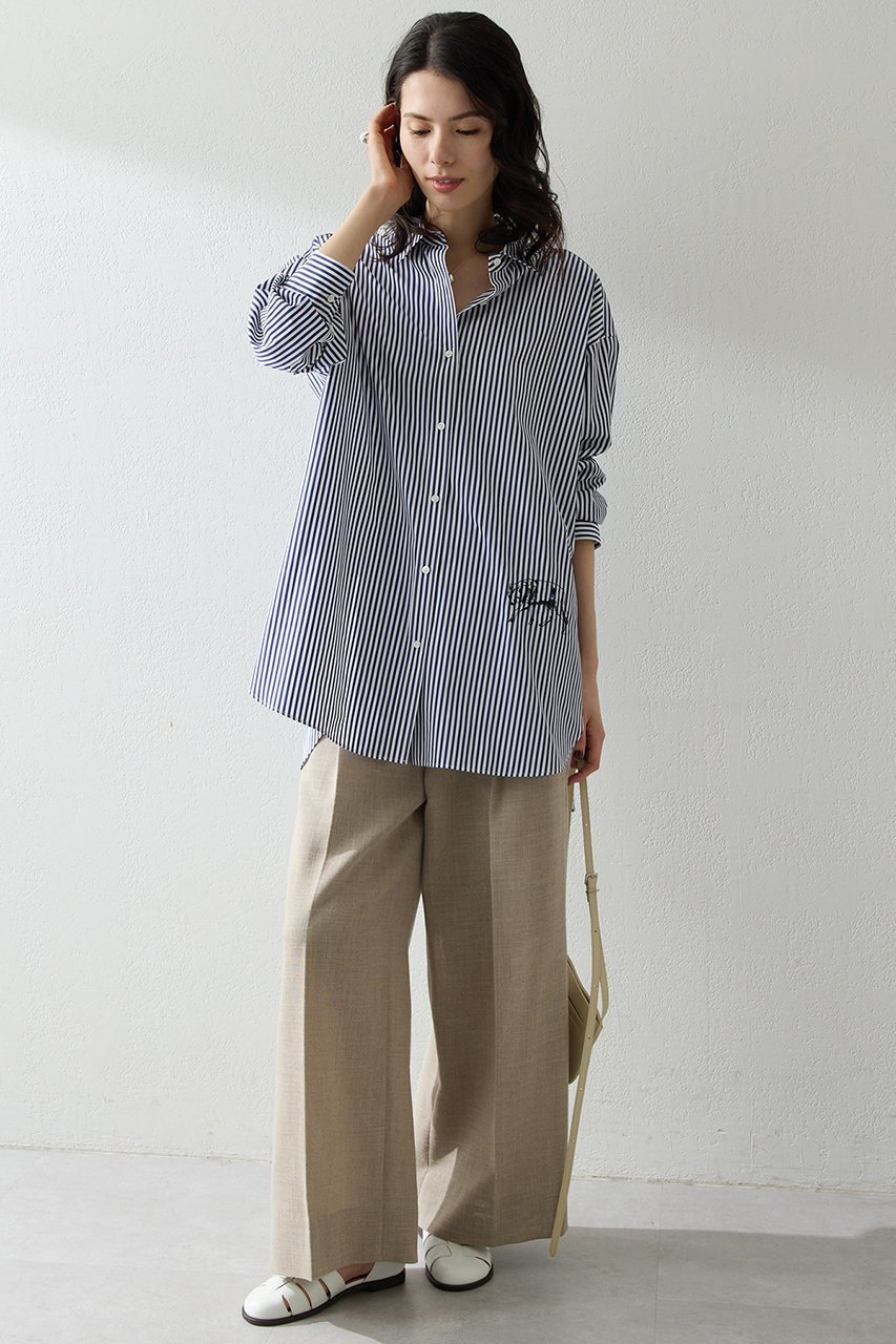 【ウィムガゼット/Whim Gazette】のThomas Masonアニマル刺繍シャツ 人気、トレンドファッション・服の通販 founy(ファニー) 　ファッション　Fashion　レディースファッション　Fashion for Women　トップス・カットソー　Cut & Sew Tops　シャツ・ブラウス・オフィスカジュアル　Elegant Blouses & Button-Ups　アニマル　Animal Print　インナー　Innerwear　春　Spring　シルク　Silk, 100% Silk　ストライプ　Stripe, Striped Pattern　スペシャル　Special, Limited Edition　スリーブ　Sleeve, Long Sleeve / Short Sleeve　なめらか　Smooth, Silky Texture　ロング　Long, Long-Length　S/S・春夏　SS, Spring/Summer, Warm Season　夏　Summer　エレガント 上品　Elegant　2026年　2026　other-6|ID: prp329100004835330 ipo3291000000035221053