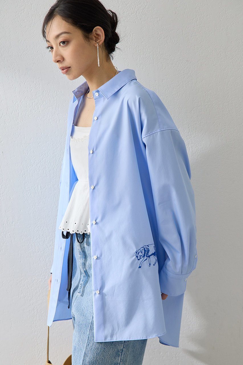 【ウィムガゼット/Whim Gazette】のアニマル刺繍シャツ 人気、トレンドファッション・服の通販 founy(ファニー) 　ファッション　Fashion　レディースファッション　Fashion for Women　トップス・カットソー　Cut & Sew Tops　シャツ・ブラウス・オフィスカジュアル　Elegant Blouses & Button-Ups　2026年　2026　アニマル　Animal Print　インナー　Innerwear　ストライプ　Stripe, Striped Pattern　スリーブ　Sleeve, Long Sleeve / Short Sleeve　ロング　Long, Long-Length　エレガント 上品　Elegant　夏　Summer　春　Spring　S/S・春夏　SS, Spring/Summer, Warm Season　other-2|ID: prp329100004835332 ipo3291000000035221060