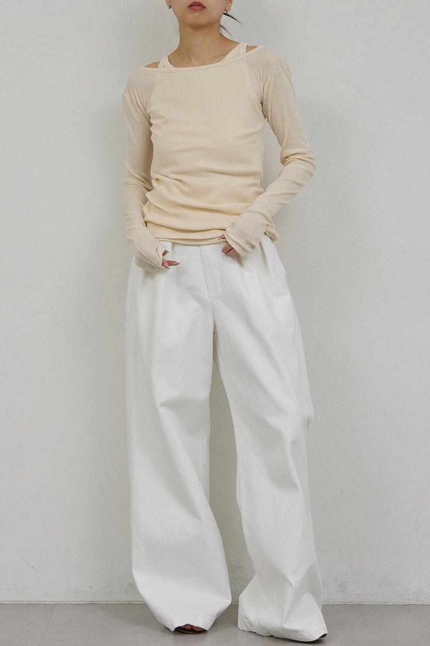 【ガリャルダガランテ/GALLARDAGALANTE】の【PEAS】ガーゼテレコプルオーバー 人気、トレンドファッション・服の通販 founy(ファニー) 　ファッション　Fashion　レディースファッション　Fashion for Women　トップス・カットソー　Cut & Sew Tops　シャツ・ブラウス・オフィスカジュアル　Elegant Blouses & Button-Ups　ロングTシャツ・Tシャツ　Longline T-Shirts & Tees　カジュアルプルオーバー・ニットトップス　Pullovers & Knit Tops / Casual Pullovers　カットソー・ベーシックTシャツ　Cut-and-Sewn Tops / Stretch Tees & Basics　2026年　2026　おすすめ　Recommended / Our Picks　インナー　Innerwear　シアー　Sheer, See-Through　ショルダー　Shoulder, Shoulder Strap　スリーブ　Sleeve, Long Sleeve / Short Sleeve　タンク　Tank Top, Sleeveless Top　テレコ　Ribbed, Rib Stitch　ロング　Long, Long-Length　人気　Popular, Best Seller　夏　Summer　春　Spring　S/S・春夏　SS, Spring/Summer, Warm Season　other-2|ID: prp329100004835335 ipo3291000000035221089