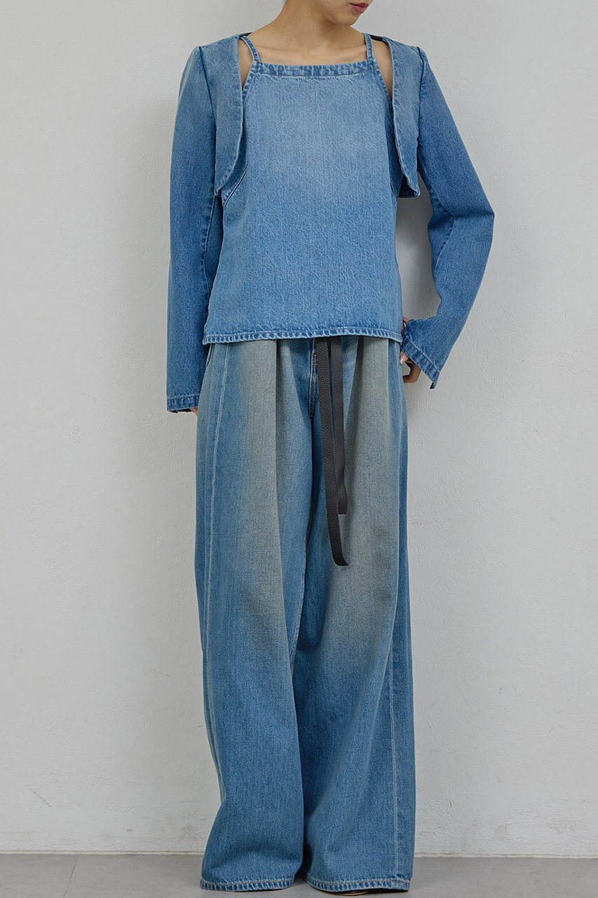 【ガリャルダガランテ/GALLARDAGALANTE】の【PEAS】デニムキャミブラウス 人気、トレンドファッション・服の通販 founy(ファニー) 　ファッション　Fashion　レディースファッション　Fashion for Women　トップス・カットソー　Cut & Sew Tops　キャミソール&ノースリーブ　Camisoles & Sleeveless Tops　シャツ・ブラウス・オフィスカジュアル　Elegant Blouses & Button-Ups　2026年　2026　おすすめ　Recommended / Our Picks　カットソー　Cut and Sewn Top　シンプル　Simple, Minimal　デニム　Denim, Jeans Material　ノースリーブ　Sleeveless, No-Sleeve　フォルム　Silhouette, Form　ボレロ　Bolero, Short Cardigan　ヴィンテージ　Vintage Style　夏　Summer　春　Spring　S/S・春夏　SS, Spring/Summer, Warm Season　other-3|ID: prp329100004835336 ipo3291000000035221098