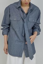 【ガリャルダガランテ/GALLARDAGALANTE】の【PEAS】タイ付きシャツ 人気、トレンドファッション・服の通販 founy(ファニー) ファッション Fashion レディースファッション Fashion for Women トップス・カットソー Cut & Sew Tops シャツ・ブラウス・オフィスカジュアル Elegant Blouses & Button-Ups 2026年 2026 おすすめ Recommended / Our Picks スリーブ Sleeve, Long Sleeve / Short Sleeve マニッシュ Mannish, Boyish リラックス Relax, Relaxed Fit ロング Long, Long-Length ワーク Workwear, Utility Style ヴィンテージ Vintage Style 夏 Summer 春 Spring S/S・春夏 SS, Spring/Summer, Warm Season thumbnail ブルー|ID: prp329100004835337 ipo3291000000035221106