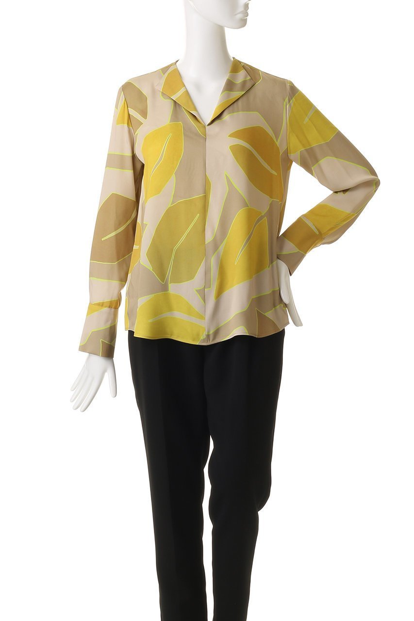 【アルアバイル/allureville】のFASACリーフPTフレンチカラーシャツ 人気、トレンドファッション・服の通販 founy(ファニー) 　ファッション　Fashion　レディースファッション　Fashion for Women　トップス・カットソー　Cut & Sew Tops　シャツ・ブラウス・オフィスカジュアル　Elegant Blouses & Button-Ups　おすすめ　Recommended / Our Picks　イタリア　Italy　カフス　Cuff Design　シンプル　Simple, Minimal　スリーブ　Sleeve, Long Sleeve / Short Sleeve　センター　Center, Center Line　デニム　Denim, Jeans Material　フレンチ　French, French Style　プリント　Print, Printed Pattern　リーフ　Leaf, Botanical Leaf　ロング　Long, Long-Length　エレガント 上品　Elegant　other-2|ID: prp329100004835372 ipo3291000000036951494