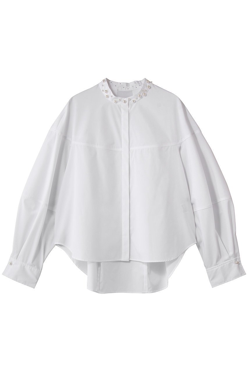 【アルアバイル/allureville】のパールカラーコクーンブラウス インテリア・キッズ・メンズ・レディースファッション・服の通販 founy(ファニー) 　ファッション　Fashion　レディースファッション　Fashion for Women　トップス・カットソー　Cut & Sew Tops　シャツ・ブラウス・オフィスカジュアル　Elegant Blouses & Button-Ups　スラックス　Slacks, Dress Pants　スリーブ　Sleeve, Long Sleeve / Short Sleeve　デニム　Denim, Jeans Material　パール　Pearl, Pearl Accent　フロント　Front, Front Design　ロング　Long, Long-Length　エレガント 上品　Elegant　ホワイト|ID: prp329100004835374 ipo3291000000036951504