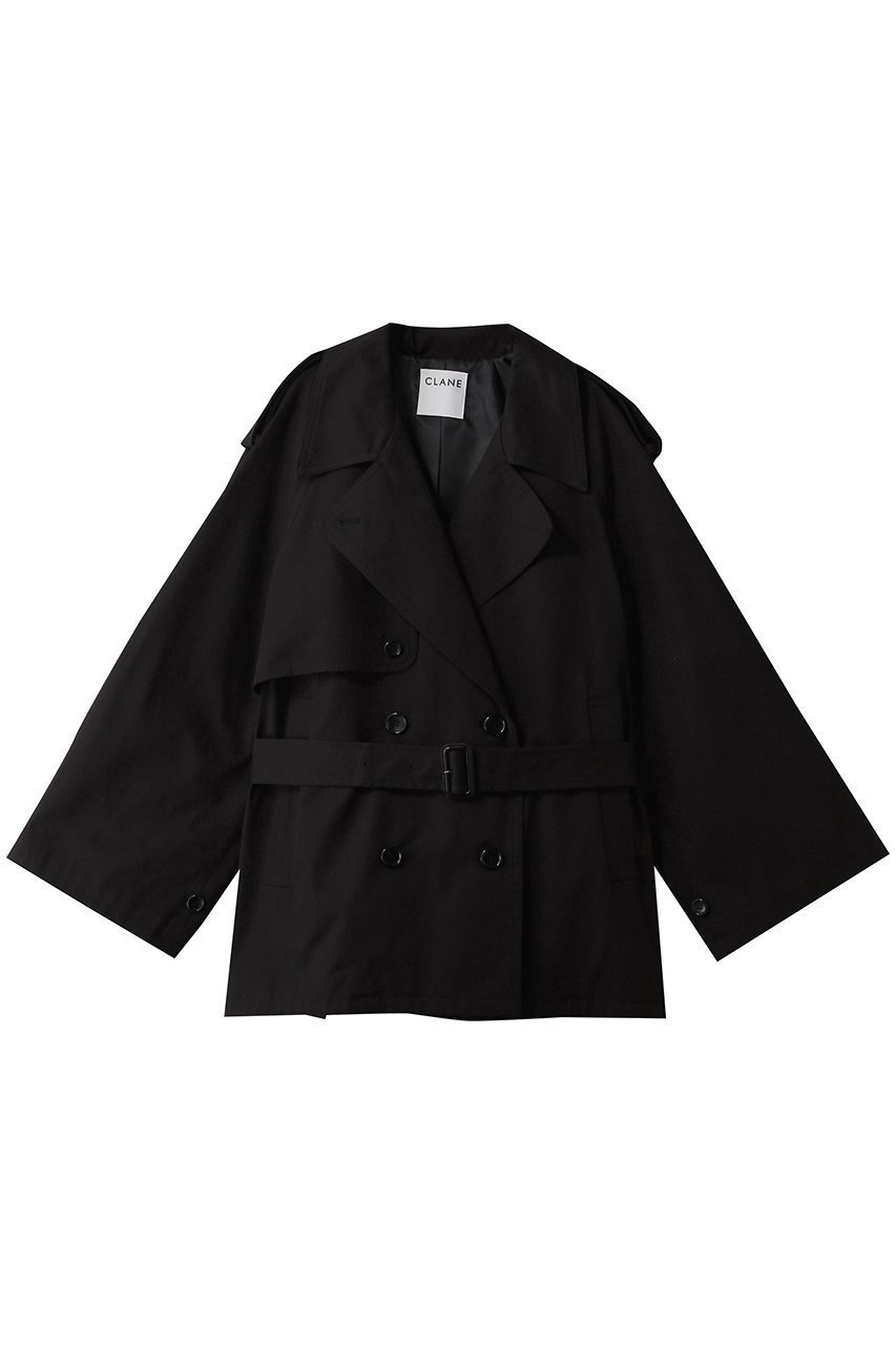 【クラネ/CLANE】のOVER SHORT TRENCH COAT コート インテリア・キッズ・メンズ・レディースファッション・服の通販 founy(ファニー) 　ファッション　Fashion　レディースファッション　Fashion for Women　アウター　Coat / Outerwear Collection　コート・ロングコート・ピーコート　Long Coats, Peacoats & More　トレンチコート / 春秋の定番アウター　Trench Coats　ショート　Short, Short Length　スリーブ　Sleeve, Long Sleeve / Short Sleeve　バランス　Balance, Style Balance　モダン　Modern, Contemporary　BLACK|ID: prp329100004835376 ipo3291000000036683248