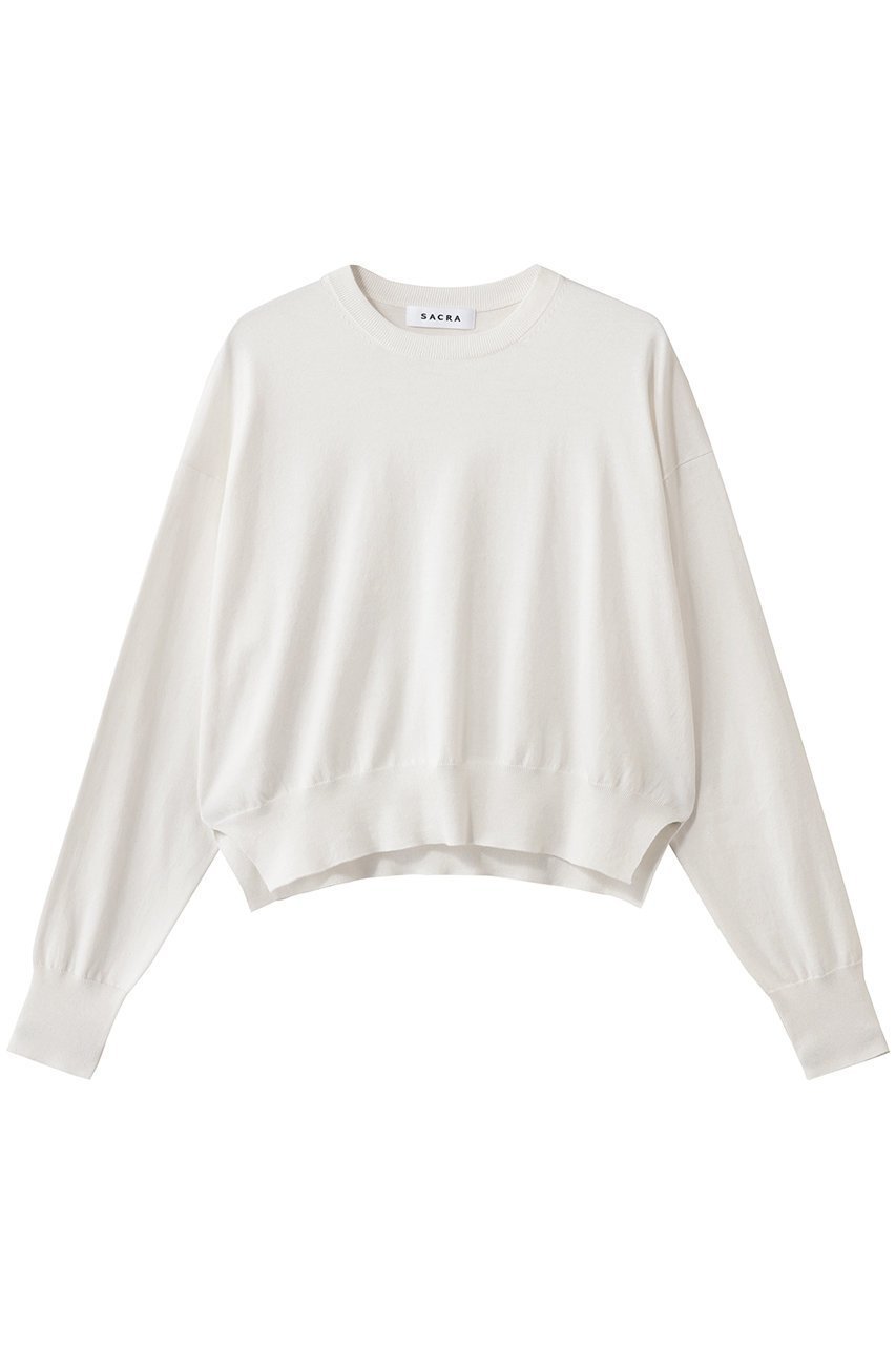 【サクラ/SACRA】のエクストラファインコットンカシミヤプルオーバー インテリア・キッズ・メンズ・レディースファッション・服の通販 founy(ファニー) 　ファッション　Fashion　レディースファッション　Fashion for Women　トップス・カットソー　Cut & Sew Tops　ニット　Knit Tops & Sweaters　カジュアルプルオーバー・ニットトップス　Pullovers & Knit Tops / Casual Pullovers　2026年　2026　なめらか　Smooth, Silky Texture　クロップド　Cropped, Short Length　スリット　Slit, Slit Detail　バランス　Balance, Style Balance　エレガント 上品　Elegant　夏　Summer　春　Spring　S/S・春夏　SS, Spring/Summer, Warm Season　ホワイト|ID: prp329100004836403 ipo3291000000035229102