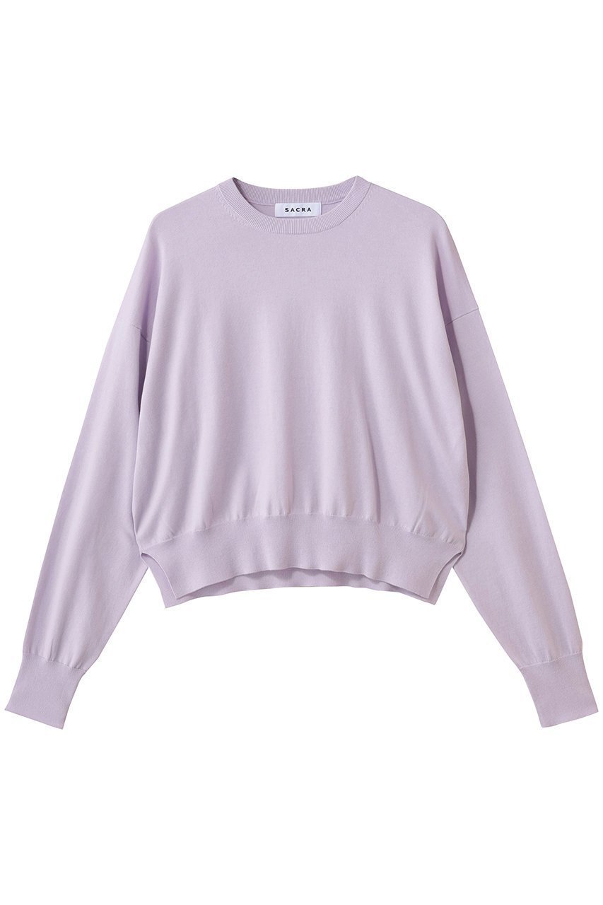 【サクラ/SACRA】のエクストラファインコットンカシミヤプルオーバー インテリア・キッズ・メンズ・レディースファッション・服の通販 founy(ファニー) 　ファッション　Fashion　レディースファッション　Fashion for Women　トップス・カットソー　Cut & Sew Tops　ニット　Knit Tops & Sweaters　カジュアルプルオーバー・ニットトップス　Pullovers & Knit Tops / Casual Pullovers　2026年　2026　なめらか　Smooth, Silky Texture　クロップド　Cropped, Short Length　スリット　Slit, Slit Detail　バランス　Balance, Style Balance　エレガント 上品　Elegant　夏　Summer　春　Spring　S/S・春夏　SS, Spring/Summer, Warm Season　ライラック|ID: prp329100004836403 ipo3291000000035229103