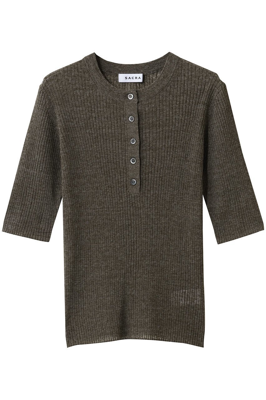 【サクラ/SACRA】のメランジリブシアープルオーバー インテリア・キッズ・メンズ・レディースファッション・服の通販 founy(ファニー) 　ファッション　Fashion　レディースファッション　Fashion for Women　トップス・カットソー　Cut & Sew Tops　ニット　Knit Tops & Sweaters　カジュアルプルオーバー・ニットトップス　Pullovers & Knit Tops / Casual Pullovers　2026年　2026　コンパクト　Compact, Small Size　シアー　Sheer, See-Through　メランジ　Melange, Mixed Yarn　リネン　Linen, Linen Fabric　リラックス　Relax, Relaxed Fit　夏　Summer　春　Spring　S/S・春夏　SS, Spring/Summer, Warm Season　カーキ|ID: prp329100004836404 ipo3291000000035977447