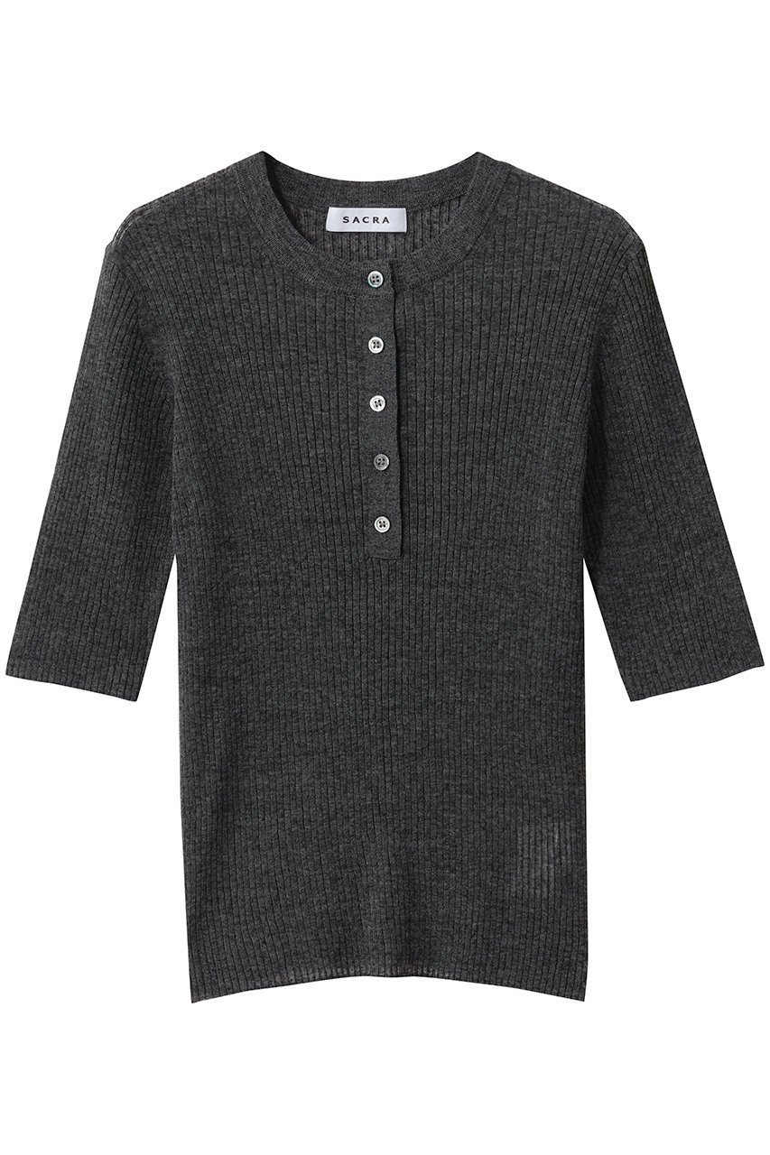 【サクラ/SACRA】のメランジリブシアープルオーバー インテリア・キッズ・メンズ・レディースファッション・服の通販 founy(ファニー) 　ファッション　Fashion　レディースファッション　Fashion for Women　トップス・カットソー　Cut & Sew Tops　ニット　Knit Tops & Sweaters　カジュアルプルオーバー・ニットトップス　Pullovers & Knit Tops / Casual Pullovers　2026年　2026　コンパクト　Compact, Small Size　シアー　Sheer, See-Through　メランジ　Melange, Mixed Yarn　リネン　Linen, Linen Fabric　リラックス　Relax, Relaxed Fit　夏　Summer　春　Spring　S/S・春夏　SS, Spring/Summer, Warm Season　チャコール|ID: prp329100004836404 ipo3291000000035977448