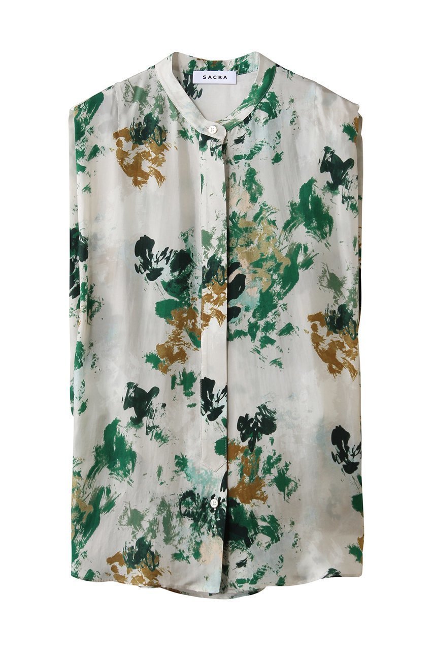 【サクラ/SACRA】のフラワー柄ノースリーブブラウス インテリア・キッズ・メンズ・レディースファッション・服の通販 founy(ファニー) ファッション Fashion レディースファッション Fashion for Women トップス・カットソー Cut & Sew Tops キャミソール&ノースリーブ Camisoles & Sleeveless Tops シャツ・ブラウス・オフィスカジュアル Elegant Blouses & Button-Ups 2026年 2026 ショルダー Shoulder, Shoulder Strap ドレープ Drape, Draping Fabric ノースリーブ Sleeveless, No-Sleeve フラワー Flower, Floral プリント Print, Printed Pattern ボックス Boxy, Box Shape 夏 Summer 春 Spring S/S・春夏 SS, Spring/Summer, Warm Season グリーン|ID: prp329100004836409 ipo3291000000036162395