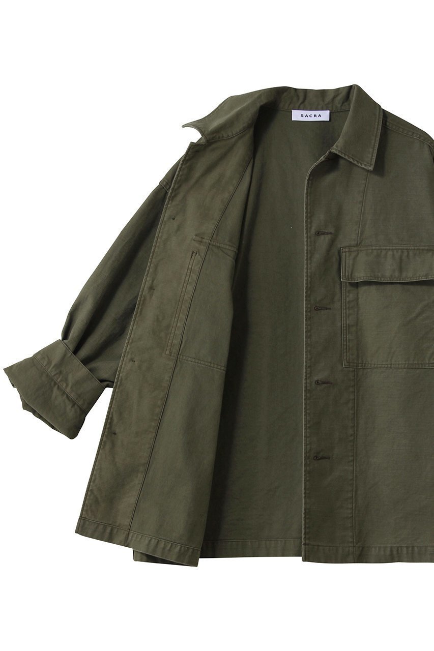 【サクラ/SACRA】のヴィンテージバックサテンシャツジャケット 人気、トレンドファッション・服の通販 founy(ファニー) 　ファッション　Fashion　レディースファッション　Fashion for Women　アウター　Coat / Outerwear Collection　レディースジャケット・軽アウター　Jackets　2026年　2026　サテン　Satin, Glossy Fabric　ジャケット　Jacket, Outerwear　ストーン　Stone, Gem-Like　フラップ　Flap, Flap Pocket　ポケット　Pocket, Pocket Detail　ミリタリー　Military, Army Style　ヴィンテージ　Vintage Style　夏　Summer　春　Spring　S/S・春夏　SS, Spring/Summer, Warm Season　other-6|ID: prp329100004836415 ipo3291000000035229206
