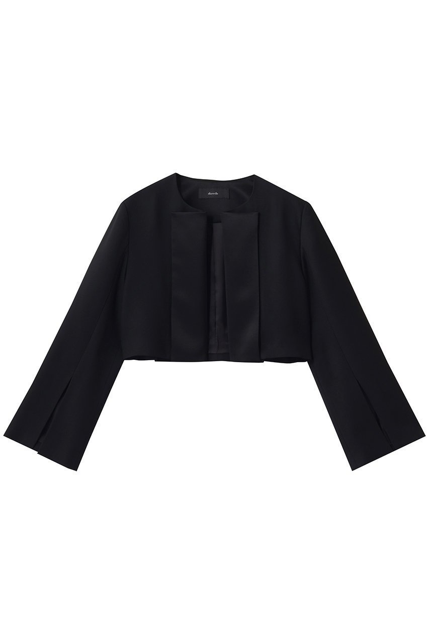 【アルアバイル/allureville】のノーカラーボレロジャケット 人気、トレンドファッション・服の通販 founy(ファニー) 　ファッション　Fashion　レディースファッション　Fashion for Women　アウター　Coat / Outerwear Collection　レディースジャケット・軽アウター　Jackets　ボレロ・ショート丈ジャケット / ドレス羽織りに　Boleros & Short Jackets　クロップド　Cropped, Short Length　サテン　Satin, Glossy Fabric　ジャケット　Jacket, Outerwear　スリット　Slit, Slit Detail　フェミニン　Feminine, Girly　ボレロ　Bolero, Short Cardigan　再入荷　Restock / Back in Stock　 other-1|ID: prp329100004836420 ipo3291000000036824934