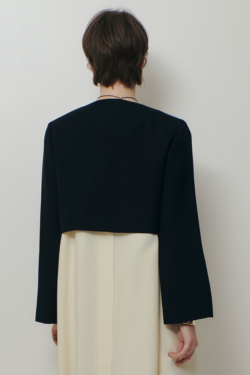 【アルアバイル/allureville】のノーカラーボレロジャケット 人気、トレンドファッション・服の通販 founy(ファニー) 　ファッション　Fashion　レディースファッション　Fashion for Women　アウター　Coat / Outerwear Collection　レディースジャケット・軽アウター　Jackets　ボレロ・ショート丈ジャケット / ドレス羽織りに　Boleros & Short Jackets　クロップド　Cropped, Short Length　サテン　Satin, Glossy Fabric　ジャケット　Jacket, Outerwear　スリット　Slit, Slit Detail　フェミニン　Feminine, Girly　ボレロ　Bolero, Short Cardigan　再入荷　Restock / Back in Stock　other-8|ID: prp329100004836420 ipo3291000000036845177