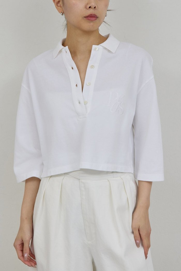 【ガリャルダガランテ/GALLARDAGALANTE】の【PEAS】カノコポロシャツ インテリア・キッズ・メンズ・レディースファッション・服の通販 founy(ファニー) https://founy.com/ ファッション Fashion レディースファッション Fashion for Women トップス・カットソー Cut & Sew Tops シャツ・ブラウス・オフィスカジュアル Elegant Blouses & Button-Ups ポロシャツ・きれいめカジュアル Smart-Casual Polo Tops 2026年 2026 カットソー Cut and Sewn Top クラシック Classic, Timeless Style クロップド Cropped, Short Length スキッパー Skipper, Open Collar デニム Denim, Jeans Material ポロシャツ Polo Shirt, Collared Tee 夏 Summer 春 Spring S/S・春夏 SS, Spring/Summer, Warm Season |ID: prp329100004836431 ipo3291000000035229352