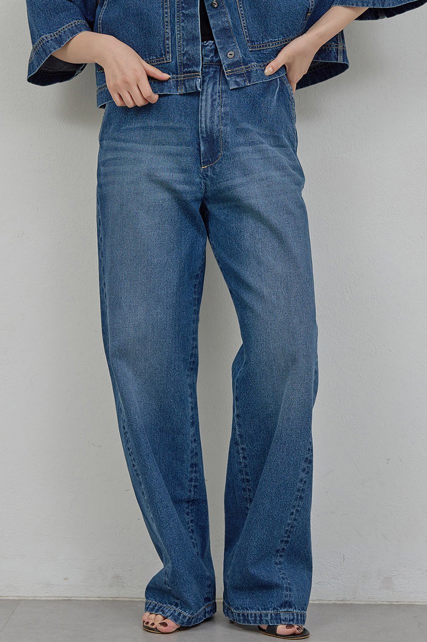 【ガリャルダガランテ/GALLARDAGALANTE】の【PEAS】【セットアップ対応】デニムトラウザーズ 人気、トレンドファッション・服の通販 founy(ファニー) 　ファッション　Fashion　レディースファッション　Fashion for Women　セットアップ　Matching Sets　レディースパンツ・ボトムス　Pants & Trousers / Bottoms　パンツ　Pants & Trousers　デニムパンツ・ジーンズ・美脚デニム　Denim Jeans & Pants　2026年　2026　カットソー　Cut and Sewn Top　シンプル　Simple, Minimal　スラックス　Slacks, Dress Pants　セットアップ　Set-Up, Coordinated Outfit　デニム　Denim, Jeans Material　ベーシック　Basic, Essential　ヴィンテージ　Vintage Style　夏　Summer　春　Spring　S/S・春夏　SS, Spring/Summer, Warm Season　other-5|ID: prp329100004836434 ipo3291000000036162483