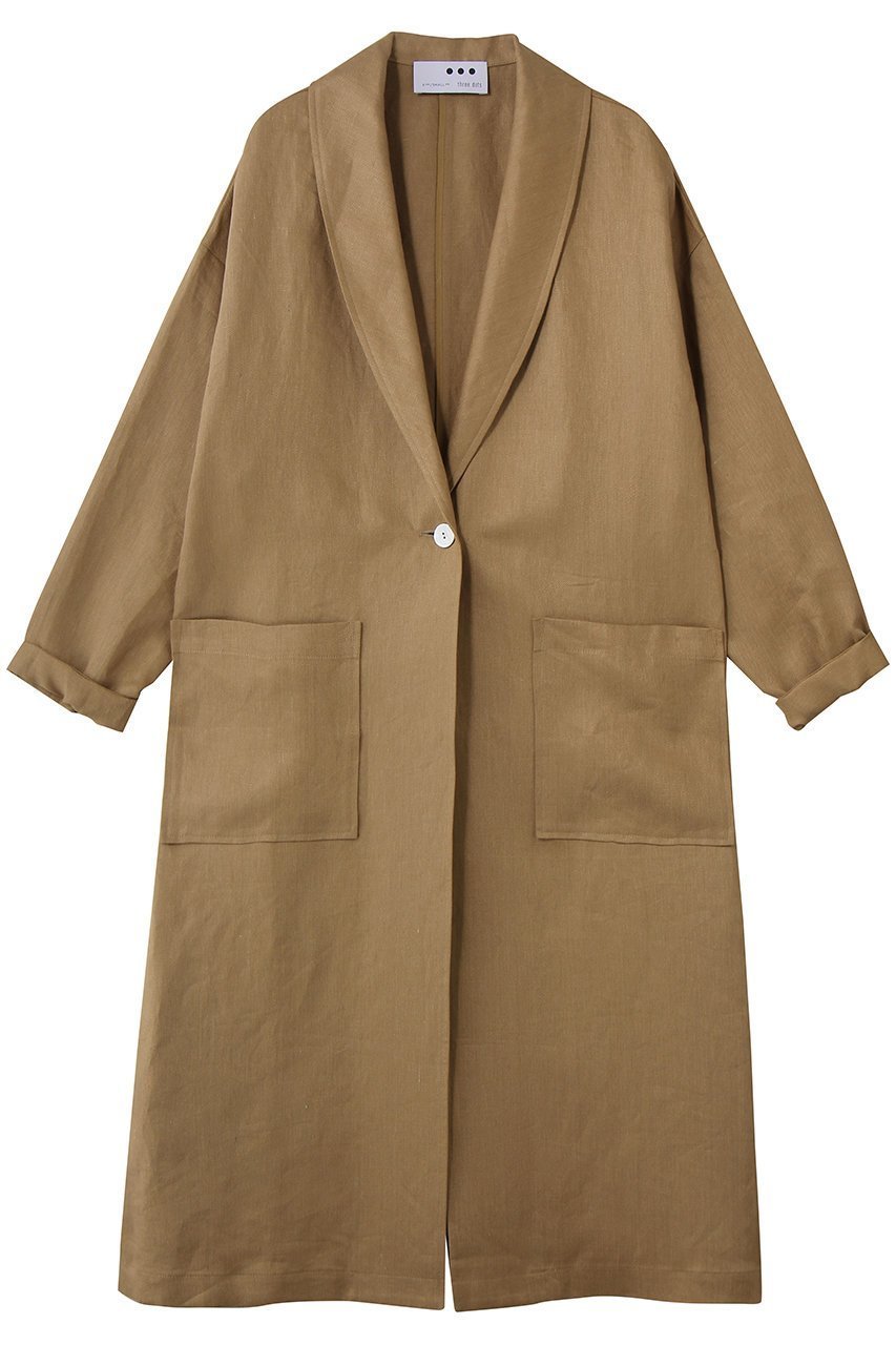 【スリー ドッツ/three dots】のラフリネン ドクターコート インテリア・キッズ・メンズ・レディースファッション・服の通販 founy(ファニー) 　ファッション　Fashion　レディースファッション　Fashion for Women　アウター　Coat / Outerwear Collection　コート・ロングコート・ピーコート　Long Coats, Peacoats & More　2026年　2026　シンプル　Simple, Minimal　ロング　Long, Long-Length　夏　Summer　春　Spring　S/S・春夏　SS, Spring/Summer, Warm Season　キャメル|ID: prp329100004836440 ipo3291000000035229447