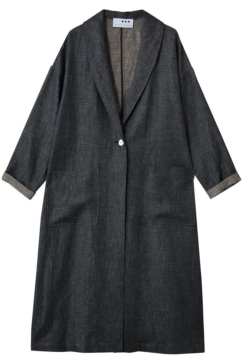 【スリー ドッツ/three dots】のラフリネン ドクターコート インテリア・キッズ・メンズ・レディースファッション・服の通販 founy(ファニー) 　ファッション　Fashion　レディースファッション　Fashion for Women　アウター　Coat / Outerwear Collection　コート・ロングコート・ピーコート　Long Coats, Peacoats & More　2026年　2026　シンプル　Simple, Minimal　ロング　Long, Long-Length　夏　Summer　春　Spring　S/S・春夏　SS, Spring/Summer, Warm Season　デニム|ID: prp329100004836440 ipo3291000000035229448