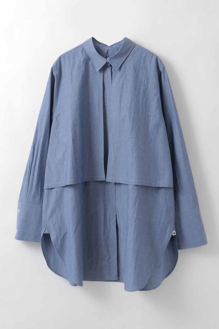 【ハー/HER.】の【1/22 12:00販売開始】レイヤードデザインシャツ インテリア・キッズ・メンズ・レディースファッション・服の通販 founy(ファニー) 　ファッション　Fashion　レディースファッション　Fashion for Women　トップス・カットソー　Cut & Sew Tops　シャツ・ブラウス・オフィスカジュアル　Elegant Blouses & Button-Ups　2026年　2026　おすすめ　Recommended / Our Picks　スリーブ　Sleeve, Long Sleeve / Short Sleeve　ダンガリー　Dungaree, Chambray　パッチ　Patch, Appliqué　ベーシック　Basic, Essential　レギュラー　Regular, Standard Fit　ロング　Long, Long-Length　夏　Summer　春　Spring　S/S・春夏　SS, Spring/Summer, Warm Season　ブルー|ID: prp329100004837002 ipo3291000000035238834