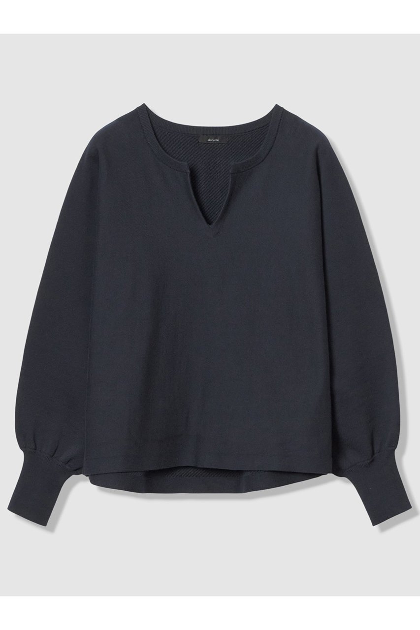 【アルアバイル/allureville】のコットンインレードルマンスリーブプルオーバー インテリア・キッズ・メンズ・レディースファッション・服の通販 founy(ファニー) 　ファッション　Fashion　レディースファッション　Fashion for Women　トップス・カットソー　Cut & Sew Tops　ニット　Knit Tops & Sweaters　カジュアルプルオーバー・ニットトップス　Pullovers & Knit Tops / Casual Pullovers　2026年　2026　シンプル　Simple, Minimal　ニットソー　Knit-Sewn, Cut & Sew Knit　再入荷　Restock / Back in Stock　夏　Summer　春　Spring　S/S・春夏　SS, Spring/Summer, Warm Season　ネイビー|ID: prp329100004837681 ipo3291000000036162532