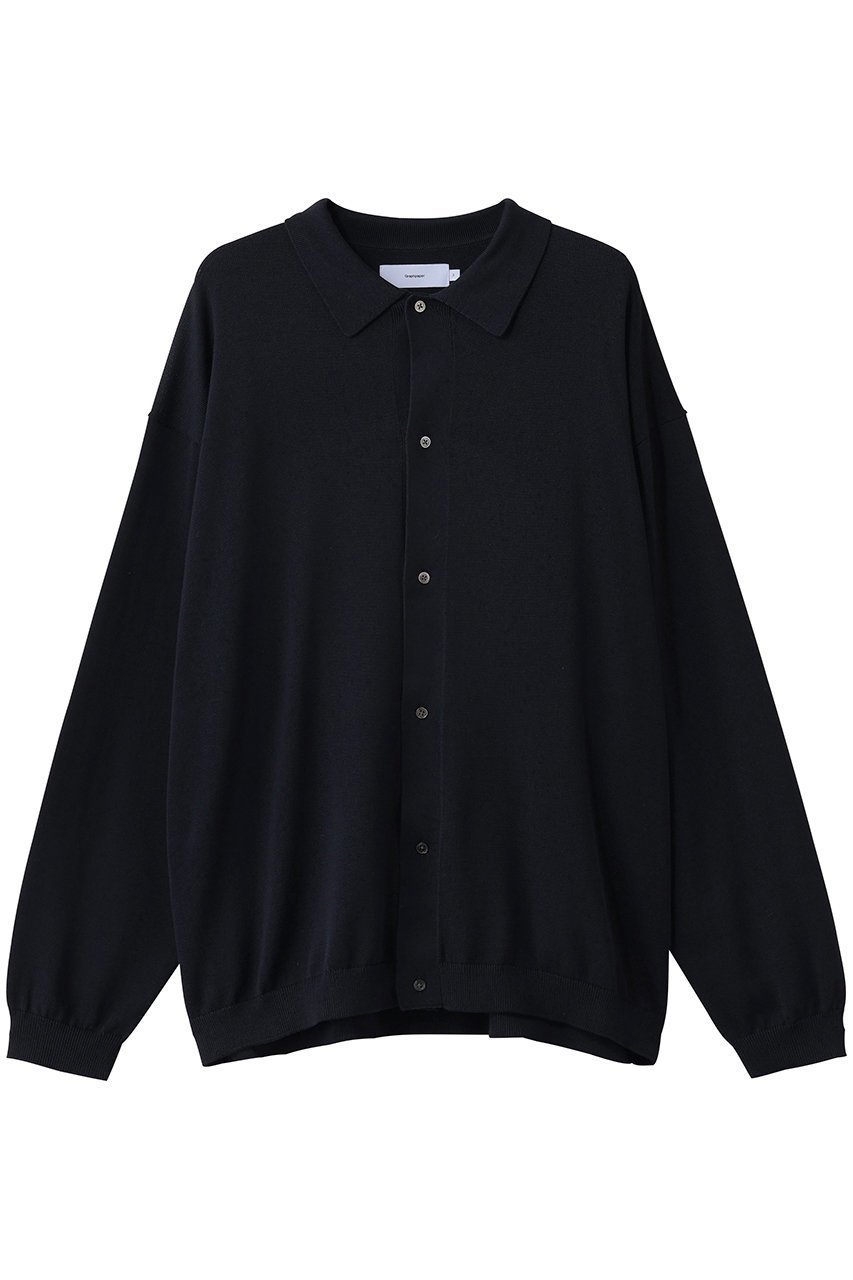 【グラフペーパー/Graphpaper】の【UNISEX】Suvin High Gauge Knit Oversized L/S Shirts インテリア・キッズ・メンズ・レディースファッション・服の通販 founy(ファニー) 　ファッション　Fashion　レディースファッション　Fashion for Women　トップス・カットソー　Cut & Sew Tops　ニット　Knit Tops & Sweaters　シャツ・ブラウス・オフィスカジュアル　Elegant Blouses & Button-Ups　カジュアルプルオーバー・ニットトップス　Pullovers & Knit Tops / Casual Pullovers　ユニセックス　Unisex, Genderless　なめらか　Smooth, Silky Texture　シンプル　Simple, Minimal　エレガント 上品　Elegant　羽織　Haori, Light Jacket　NAVY|ID: prp329100004837693 ipo3291000000036836982