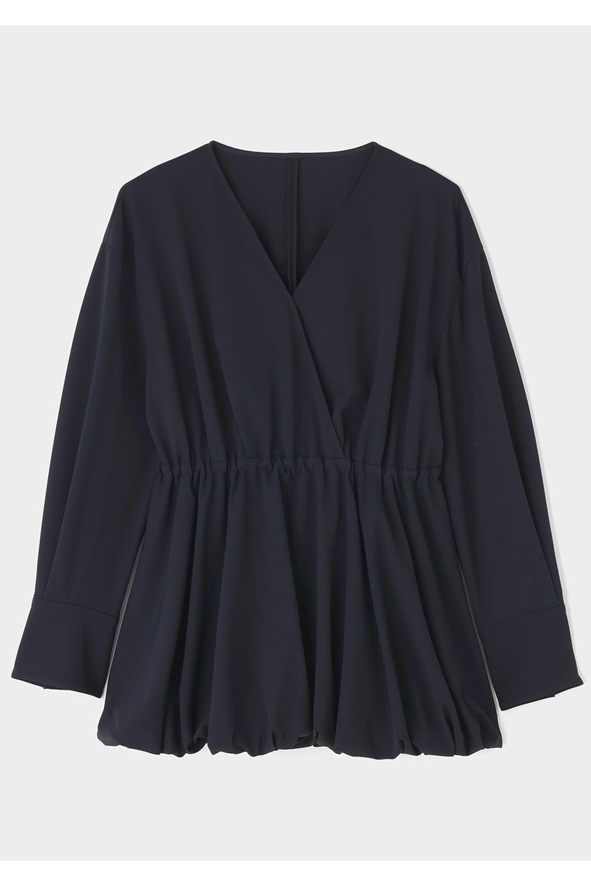 【ル フィル/LE PHIL】のドライツイルカシュクールブラウス インテリア・キッズ・メンズ・レディースファッション・服の通販 founy(ファニー) 　ファッション　Fashion　レディースファッション　Fashion for Women　トップス・カットソー　Cut & Sew Tops　シャツ・ブラウス・オフィスカジュアル　Elegant Blouses & Button-Ups　エレガント 上品　Elegant　カシュクール　Wrap Design　スタンダード　Standard, Basic　スリーブ　Sleeve, Long Sleeve / Short Sleeve　ツイル　Twist, Twisted Detail　デコルテ　Décolleté, Neckline　バルーン　Balloon, Balloon Silhouette　フォルム　Silhouette, Form　フロント　Front, Front Design　ロング　Long, Long-Length　再入荷　Restock / Back in Stock　ネイビー|ID: prp329100004837704 ipo3291000000036162659