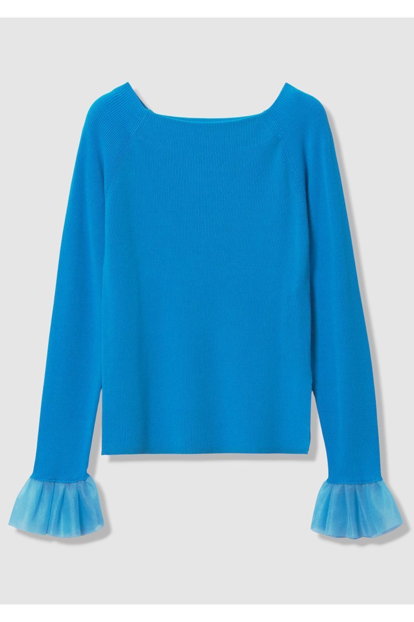 【アルアバイル/allureville】の2WAYネックフリルカフプルオーバー インテリア・キッズ・メンズ・レディースファッション・服の通販 founy(ファニー) 　ファッション　Fashion　レディースファッション　Fashion for Women　トップス・カットソー　Cut & Sew Tops　ニット　Knit Tops & Sweaters　カジュアルプルオーバー・ニットトップス　Pullovers & Knit Tops / Casual Pullovers　2026年　2026　シアー　Sheer, See-Through　シンプル　Simple, Minimal　デコルテ　Décolleté, Neckline　人気　Popular, Best Seller　再入荷　Restock / Back in Stock　夏　Summer　春　Spring　S/S・春夏　SS, Spring/Summer, Warm Season　ブルー|ID: prp329100004837723 ipo3291000000035944716