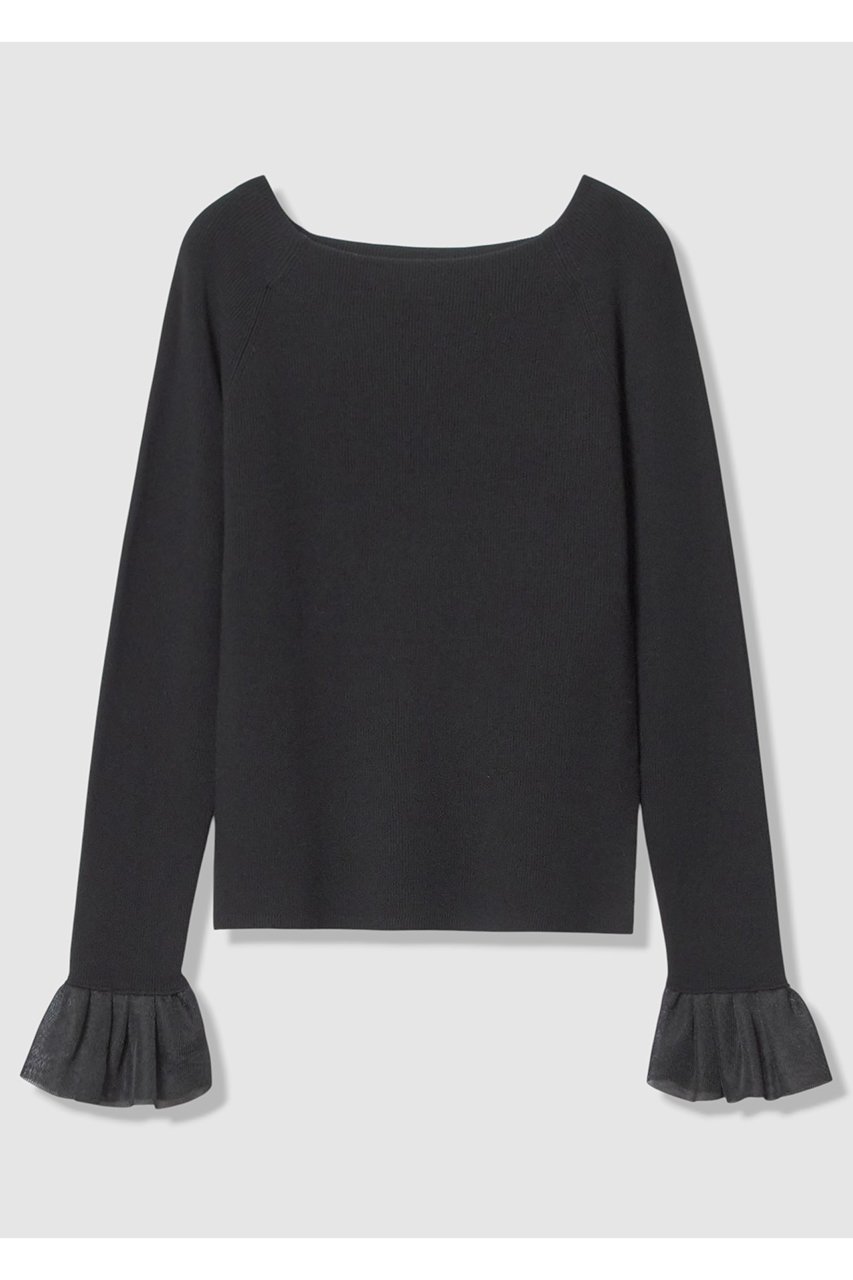 【アルアバイル/allureville】の2WAYネックフリルカフプルオーバー インテリア・キッズ・メンズ・レディースファッション・服の通販 founy(ファニー) 　ファッション　Fashion　レディースファッション　Fashion for Women　トップス・カットソー　Cut & Sew Tops　ニット　Knit Tops & Sweaters　カジュアルプルオーバー・ニットトップス　Pullovers & Knit Tops / Casual Pullovers　2026年　2026　シアー　Sheer, See-Through　シンプル　Simple, Minimal　デコルテ　Décolleté, Neckline　人気　Popular, Best Seller　再入荷　Restock / Back in Stock　夏　Summer　春　Spring　S/S・春夏　SS, Spring/Summer, Warm Season　ブラック|ID: prp329100004837723 ipo3291000000035944717