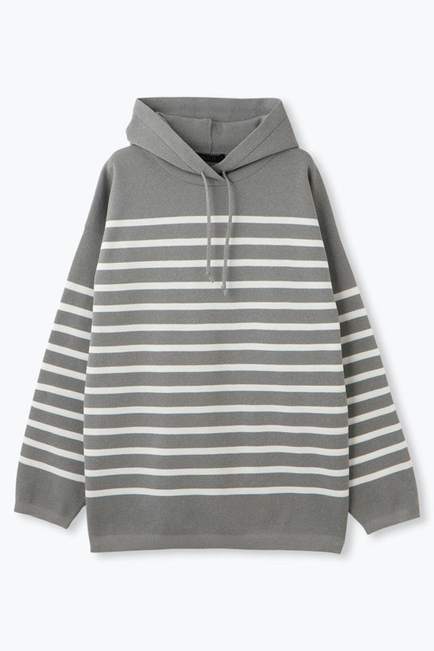 【レリル/lelill】のハイテクニット/ボーダーフーディ インテリア・キッズ・メンズ・レディースファッション・服の通販 founy(ファニー) 　ファッション　Fashion　レディースファッション　Fashion for Women　トップス・カットソー　Cut & Sew Tops　ニット　Knit Tops & Sweaters　カジュアルプルオーバー・ニットトップス　Pullovers & Knit Tops / Casual Pullovers　ジャケット　Jacket, Outerwear　冬　Winter / This Winter　グレー|ID: prp329100004837775 ipo3291000000035429532