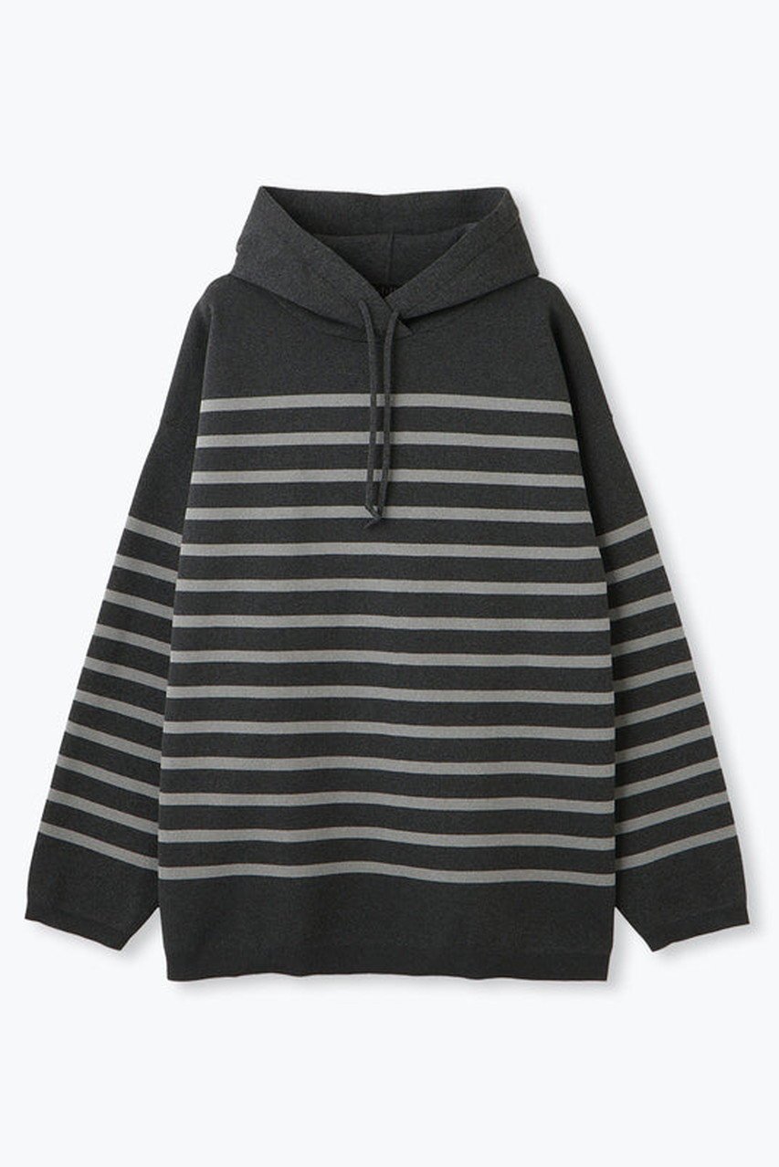 【レリル/lelill】のハイテクニット/ボーダーフーディ インテリア・キッズ・メンズ・レディースファッション・服の通販 founy(ファニー) 　ファッション　Fashion　レディースファッション　Fashion for Women　トップス・カットソー　Cut & Sew Tops　ニット　Knit Tops & Sweaters　カジュアルプルオーバー・ニットトップス　Pullovers & Knit Tops / Casual Pullovers　ジャケット　Jacket, Outerwear　冬　Winter / This Winter　チャコールグレー|ID: prp329100004837775 ipo3291000000036780975