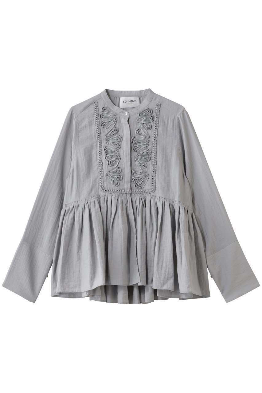 【マリリンムーン/MARILYN MOON】の【SOI-MeME】コードエンブロイダリーダイヤタックブラウス インテリア・キッズ・メンズ・レディースファッション・服の通販 founy(ファニー) 　ファッション　Fashion　レディースファッション　Fashion for Women　トップス・カットソー　Cut & Sew Tops　シャツ・ブラウス・オフィスカジュアル　Elegant Blouses & Button-Ups　2026年　2026　おすすめ　Recommended / Our Picks　カフス　Cuff Design　ギャザー　Gathered, Ruffled　シアー　Sheer, See-Through　スリット　Slit, Slit Detail　スリーブ　Sleeve, Long Sleeve / Short Sleeve　リュクス　Luxury, Elegant, High-End, Chic　リラックス　Relax, Relaxed Fit　ルーズ　Loose, Oversized　ロング　Long, Long-Length　ヴィンテージ　Vintage Style　夏　Summer　春　Spring　S/S・春夏　SS, Spring/Summer, Warm Season　グレー|ID: prp329100004837781 ipo3291000000035248815