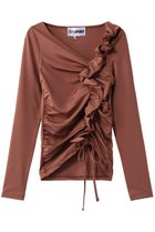 【スタニングルアー/STUNNING LURE】の【OperaSPORT】トップス 人気、トレンドファッション・服の通販 founy(ファニー) ファッション Fashion レディースファッション Fashion for Women トップス・カットソー Cut & Sew Tops シャツ・ブラウス・オフィスカジュアル Elegant Blouses & Button-Ups なめらか Smooth, Silky Texture ギャザー Gathered, Ruffled スリーブ Sleeve, Long Sleeve / Short Sleeve デコルテ Décolleté, Neckline ロング Long, Long-Length thumbnail レンガ|ID: prp329100004838634 ipo3291000000035258877