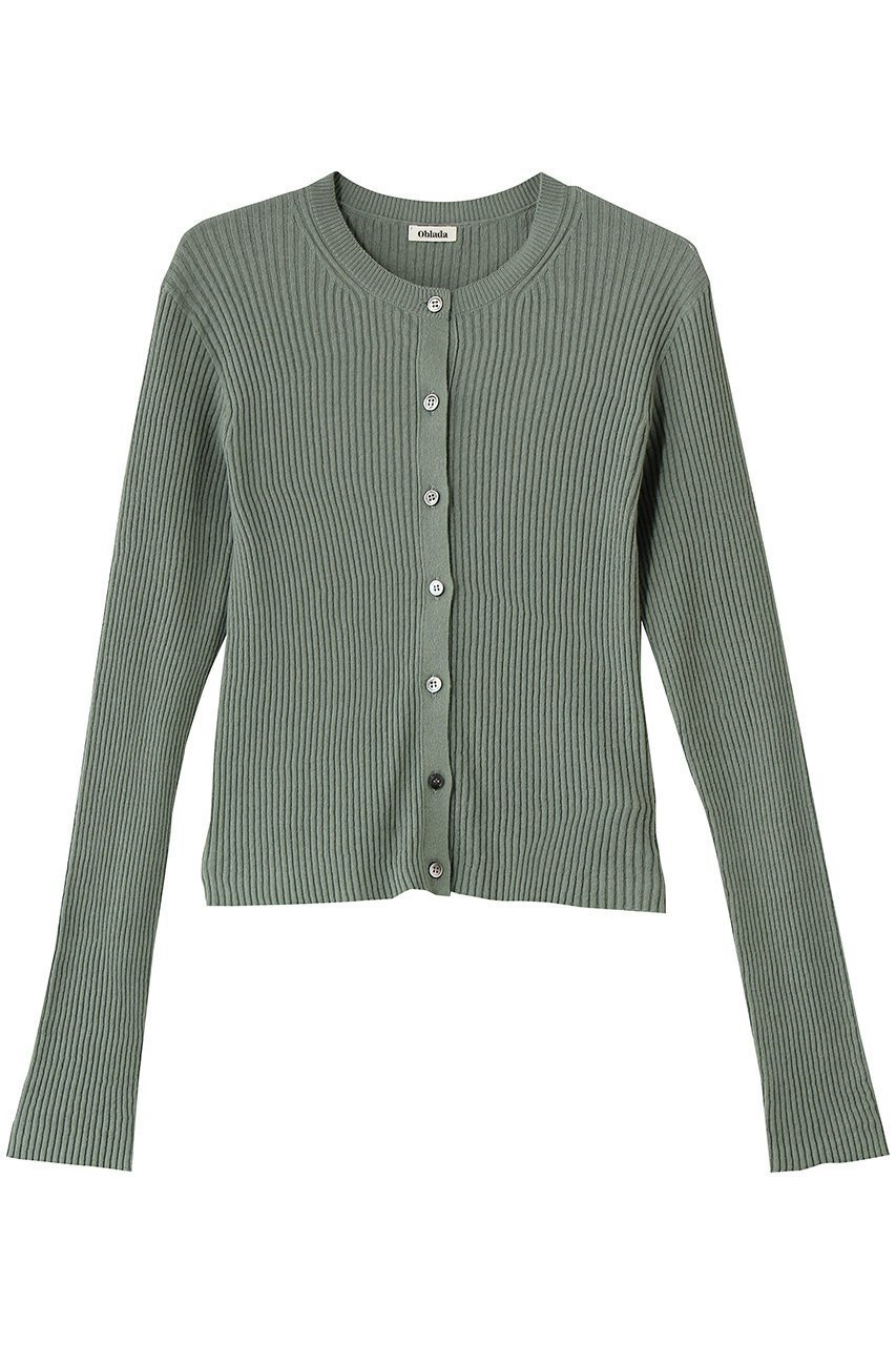 【オブラダ/Oblada】のリブカーディガン インテリア・キッズ・メンズ・レディースファッション・服の通販 founy(ファニー) 　ファッション　Fashion　レディースファッション　Fashion for Women　トップス・カットソー　Cut & Sew Tops　ニット　Knit Tops & Sweaters　カーディガン・羽織り　Layered Style Cardigans　2026年　2026　おすすめ　Recommended / Our Picks　カーディガン　Cardigan, Knitwear　コンパクト　Compact, Small Size　トレンド　Trend, Trending Now　フィット　Fit, Slim Fit　ワイド　Wide, Wide Fit　夏　Summer　春　Spring　S/S・春夏　SS, Spring/Summer, Warm Season　グリーン|ID: prp329100004838644 ipo3291000000036188636